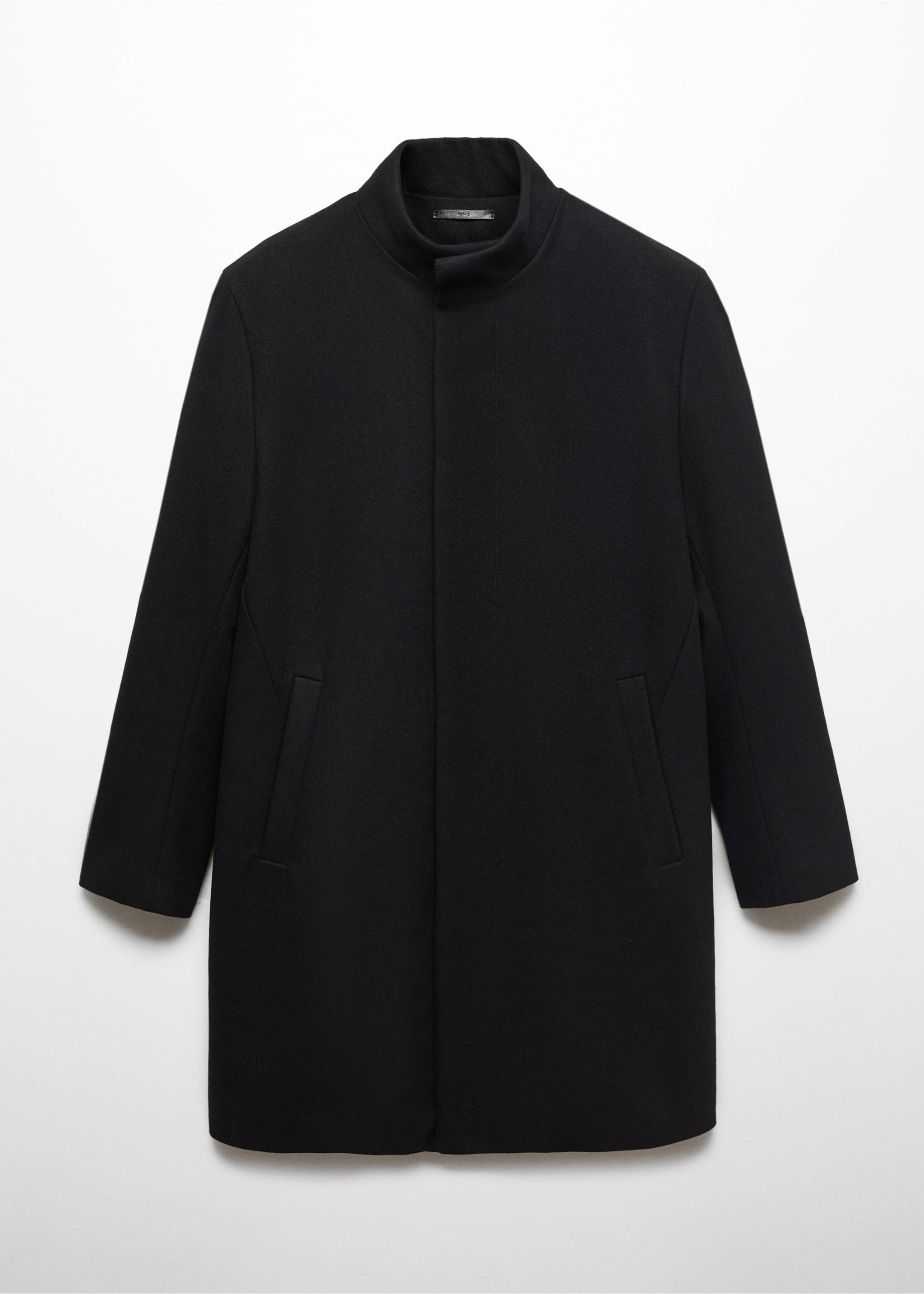 Manteau en laine à col cheminée - Article sans modèle, Noir. Ref: 67020627-00.