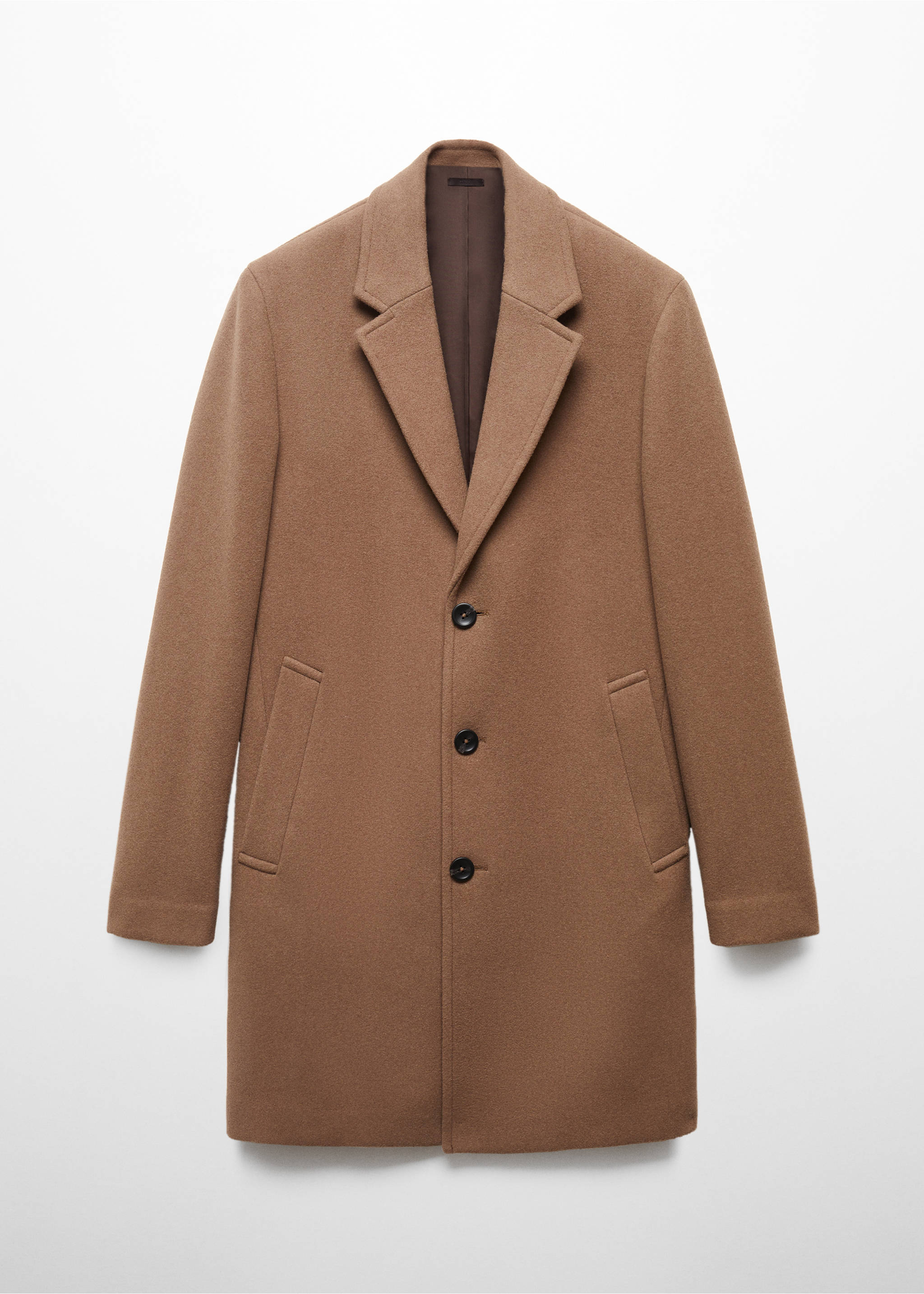 Lightweight recycled wool coat - Article without model, Medium Brown. Ref: 67020628-00.