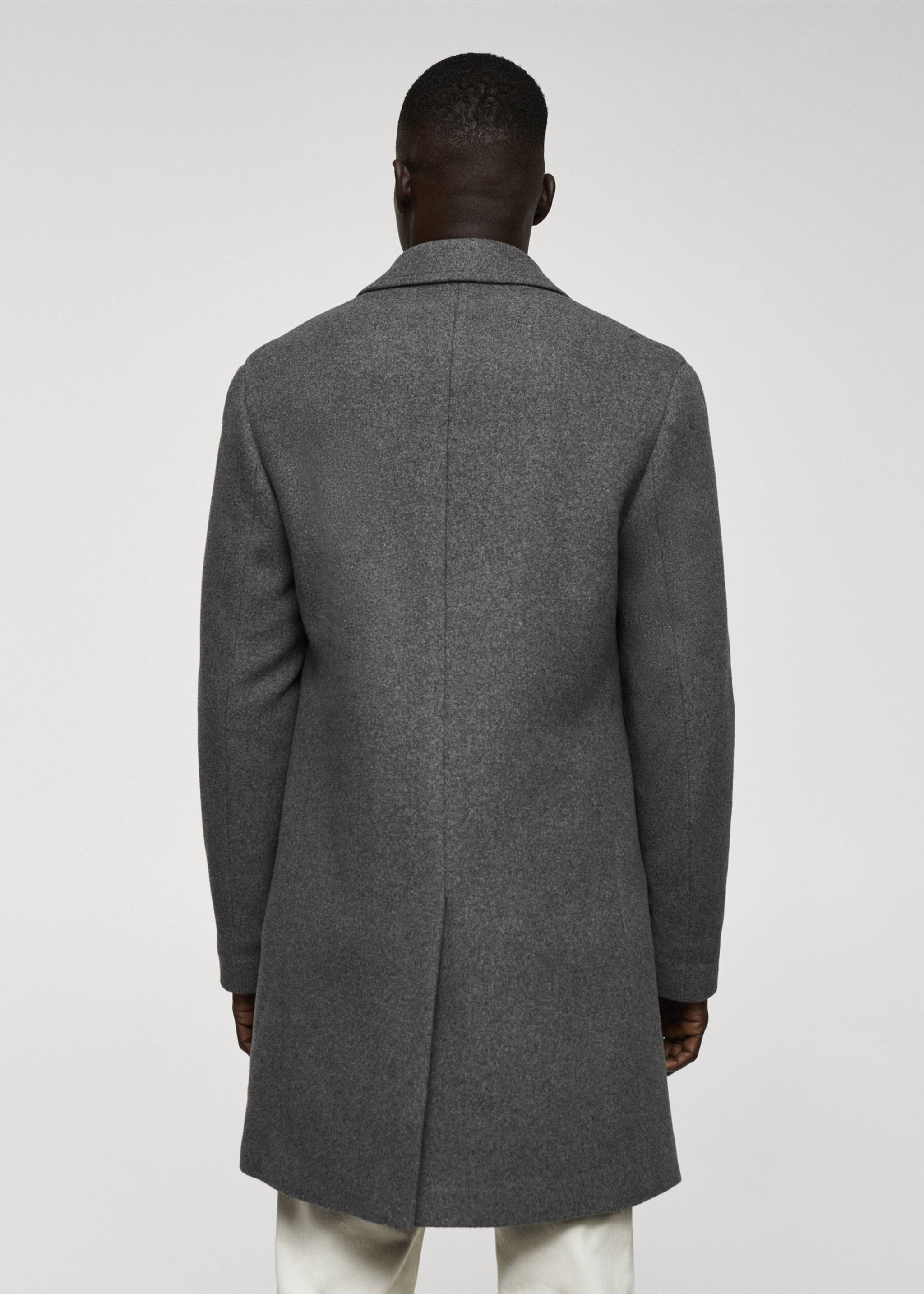 Lightweight recycled wool coat - Reverse of the article, Light Heather Grey. Ref: 67020628-00.