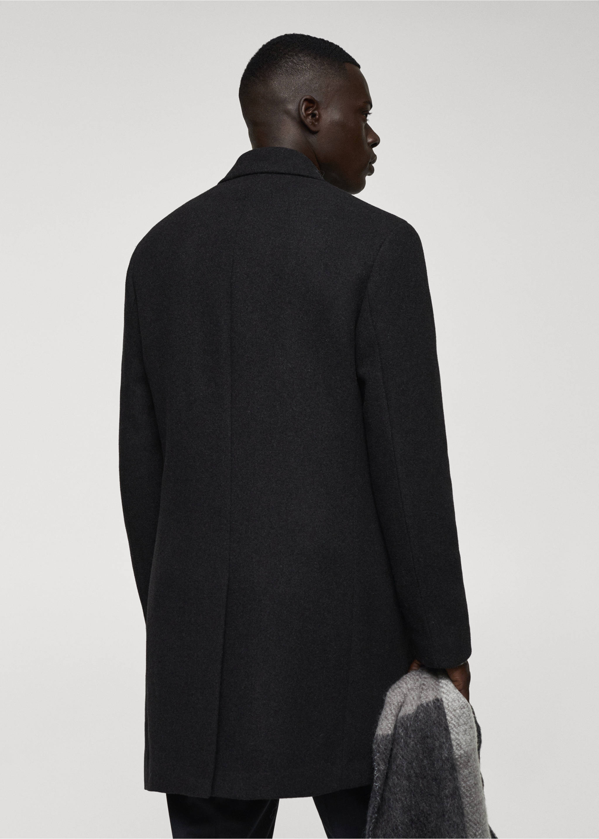 Lightweight recycled wool coat - Reverse of the article, Charcoal. Ref: 67020628-00.