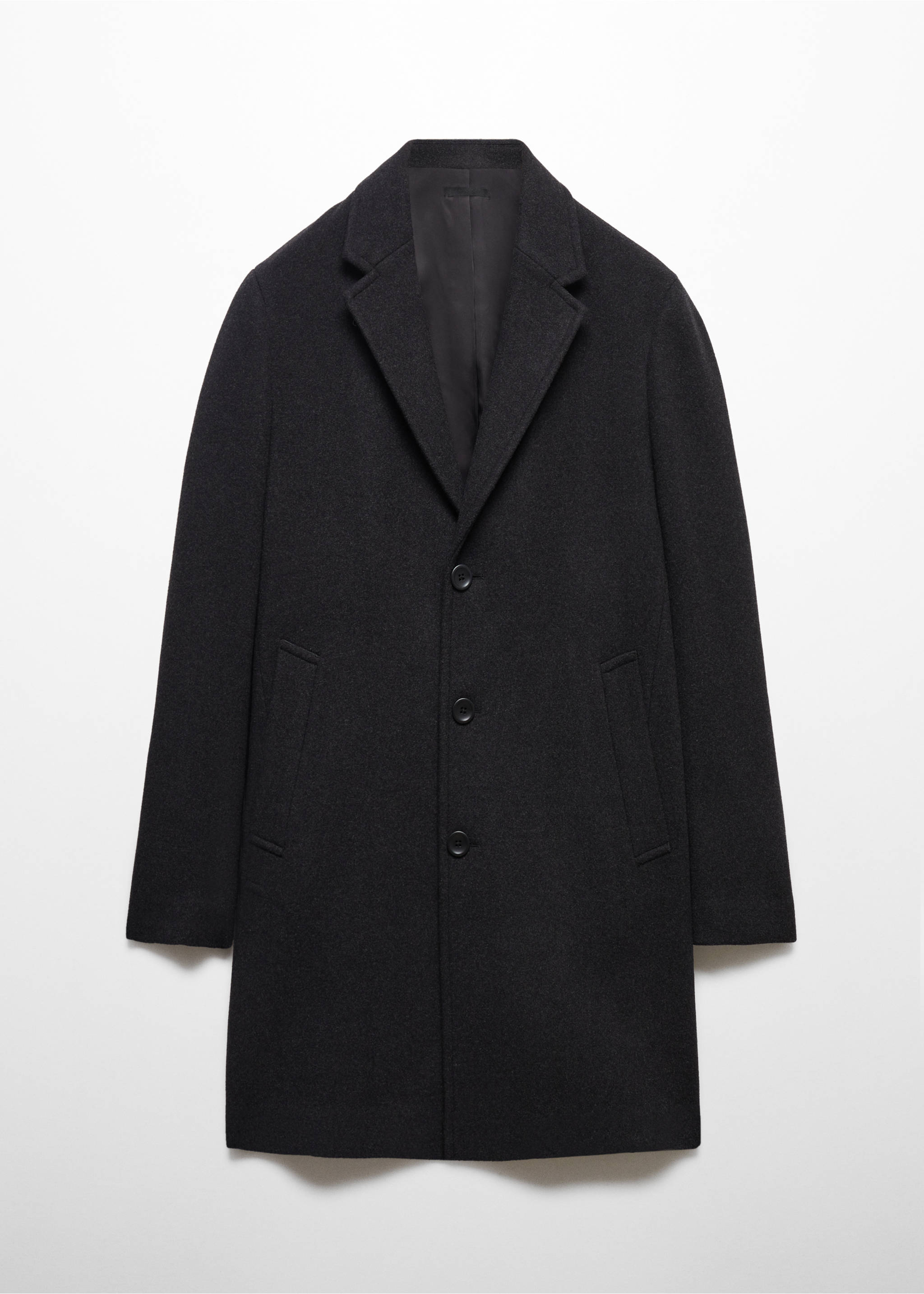 Lightweight recycled wool coat - Article without model, Charcoal. Ref: 67020628-00.