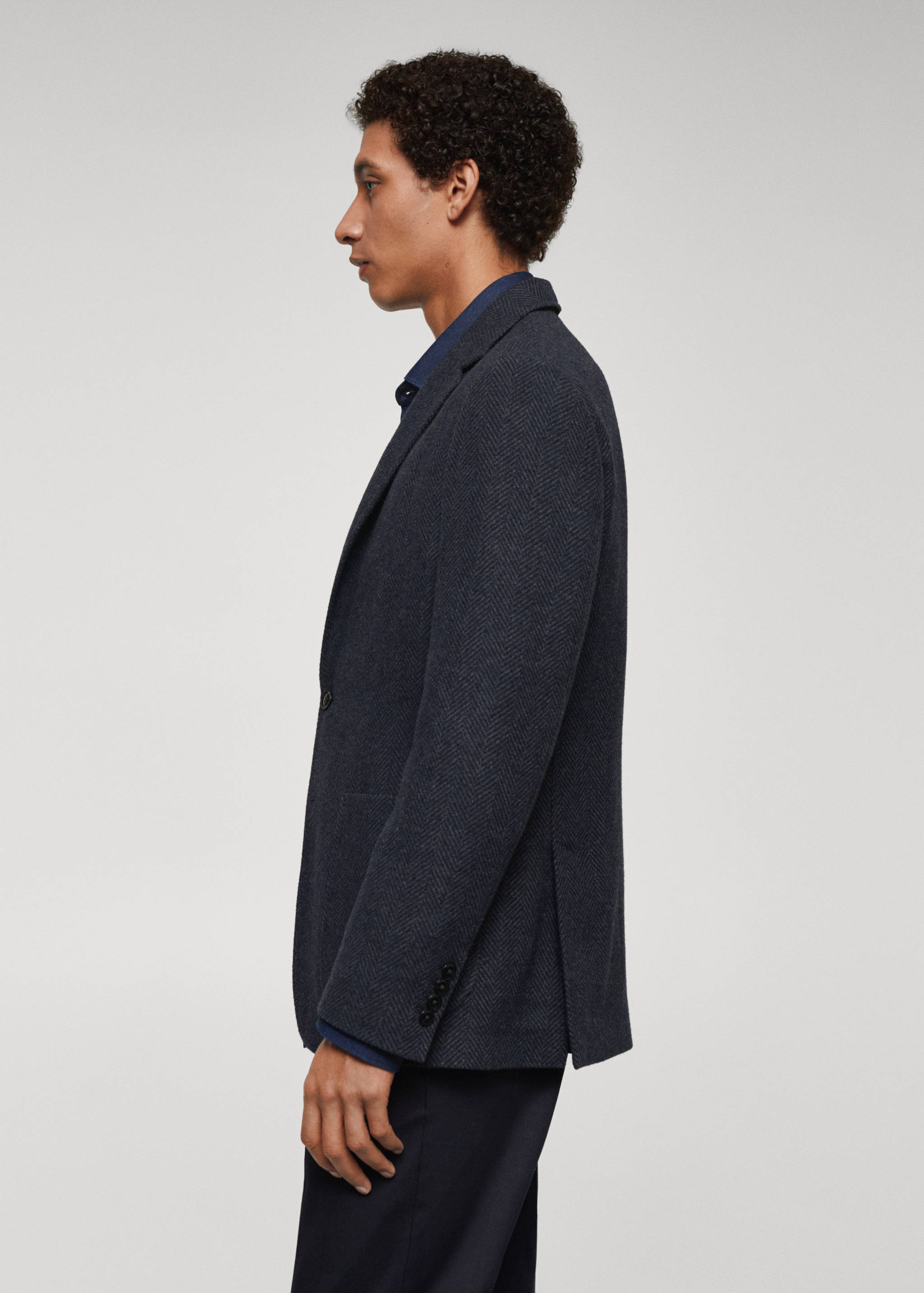 Slim-fit herringbone wool suit jacket - Details of the article 2