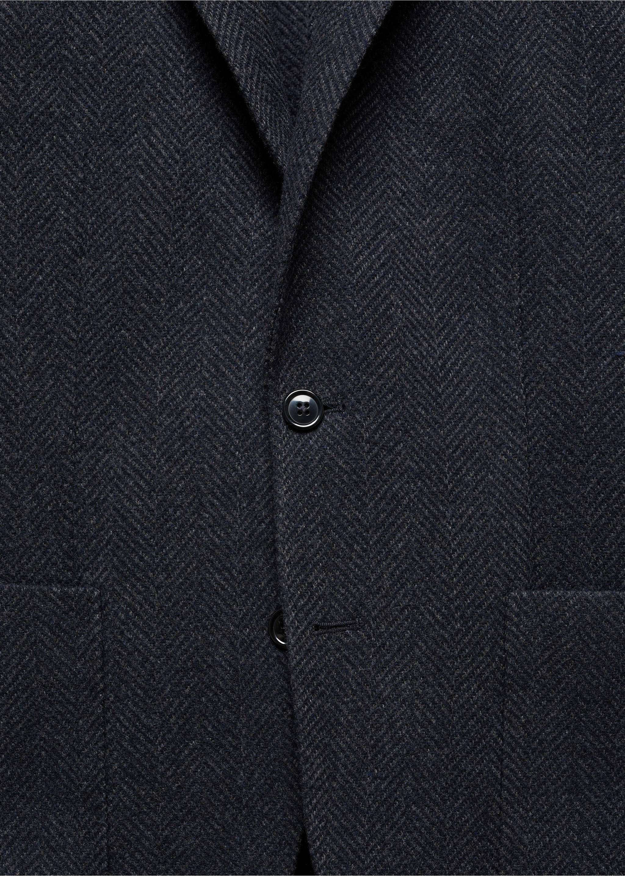 Slim-fit herringbone wool suit jacket - Details of the article 8, Blue. Ref: 67020635-00.