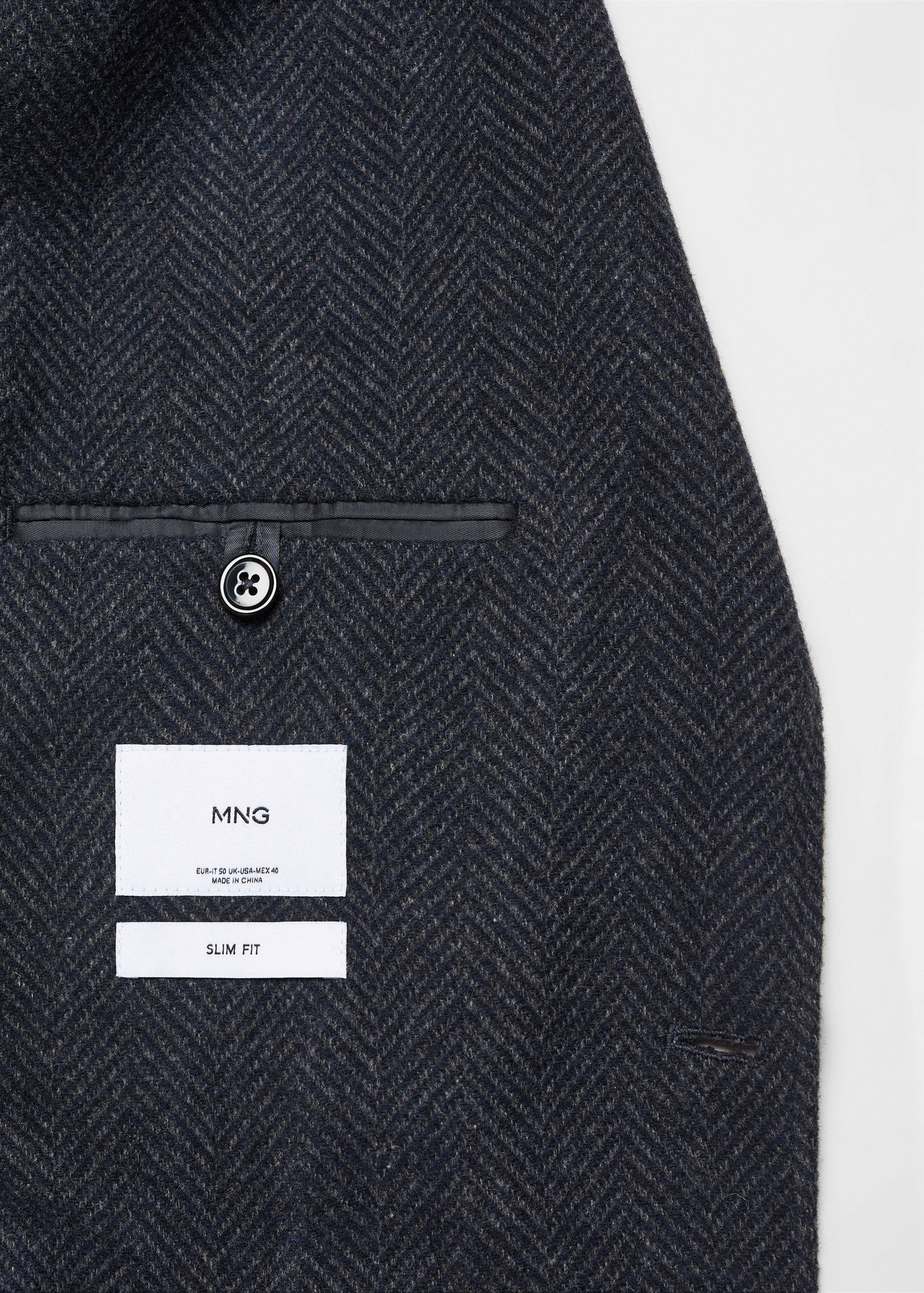 Slim-fit herringbone wool suit jacket - Details of the article 0