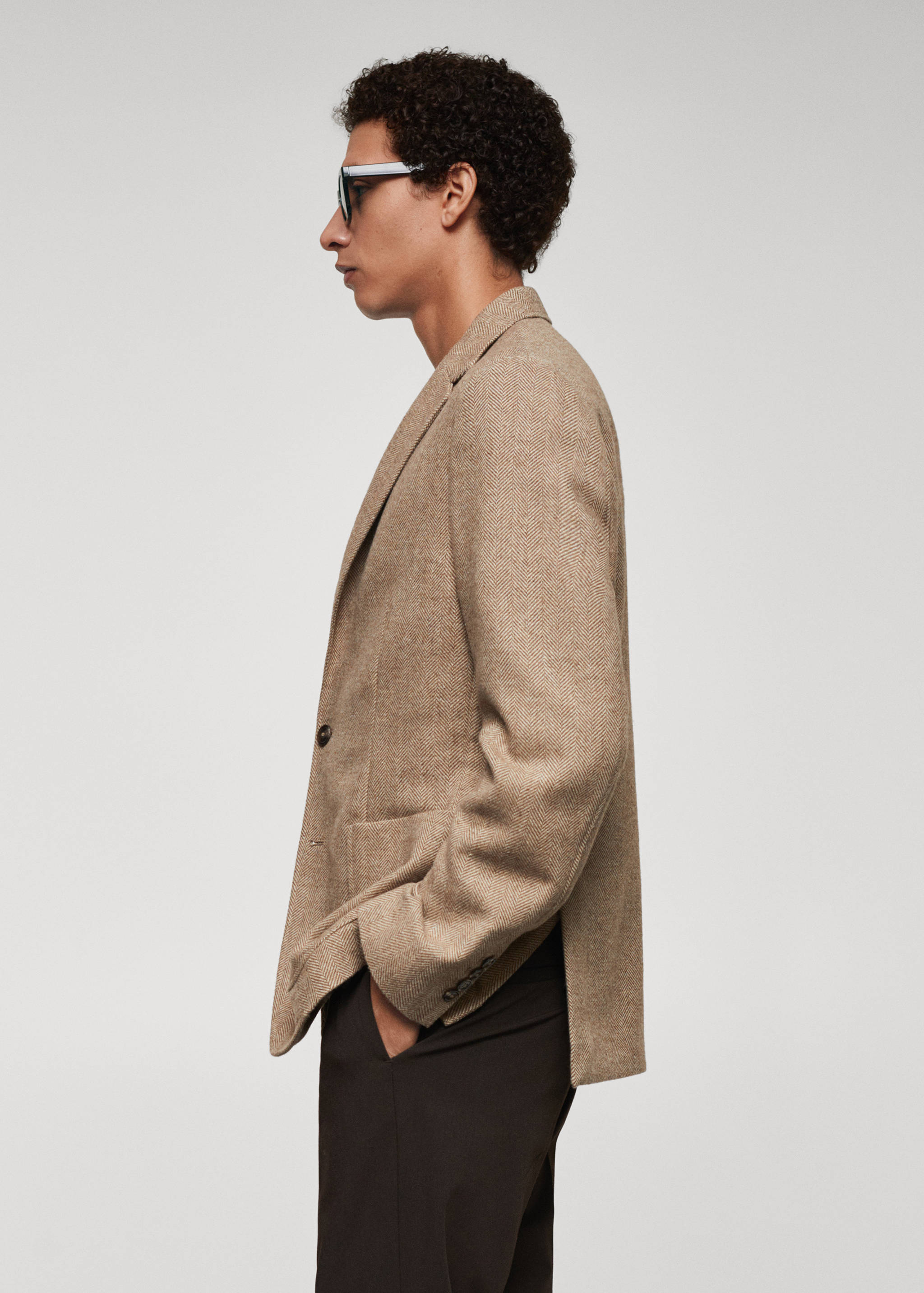 Slim-fit herringbone wool suit jacket - Details of the article 2