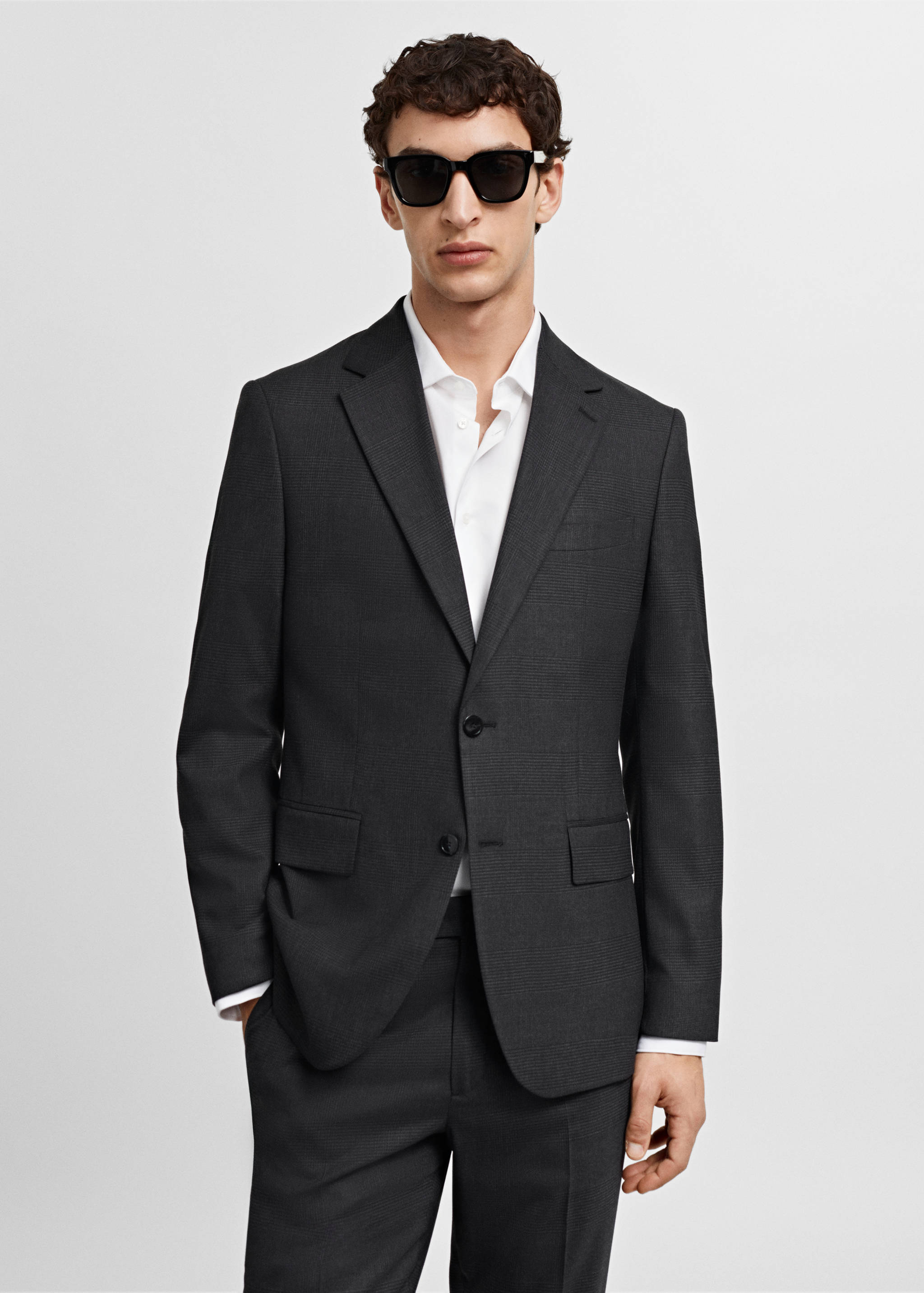 Slim-fit cold wool suit jacket - Medium plane