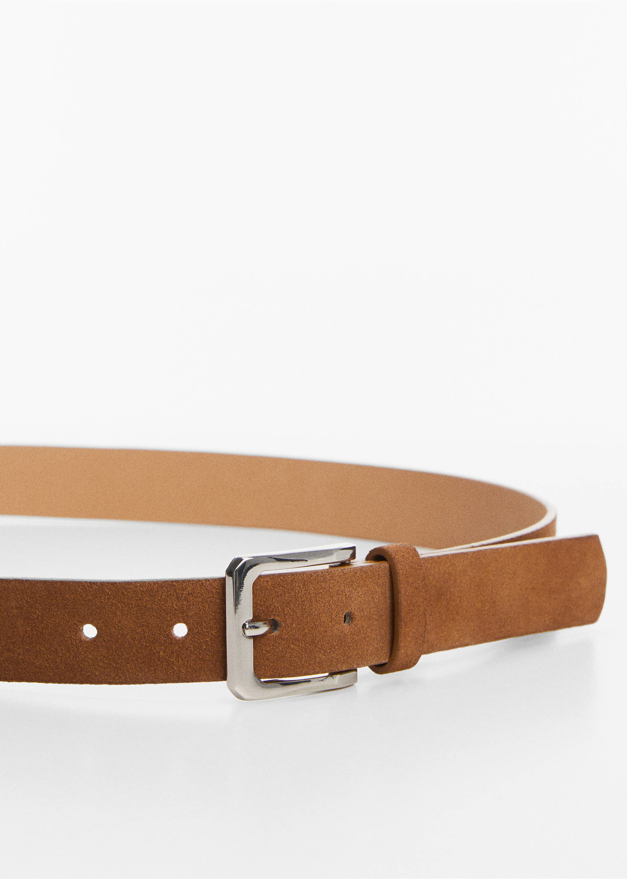 Suede belt - Details of the article 1, Medium Brown. Ref: 67020642-00.