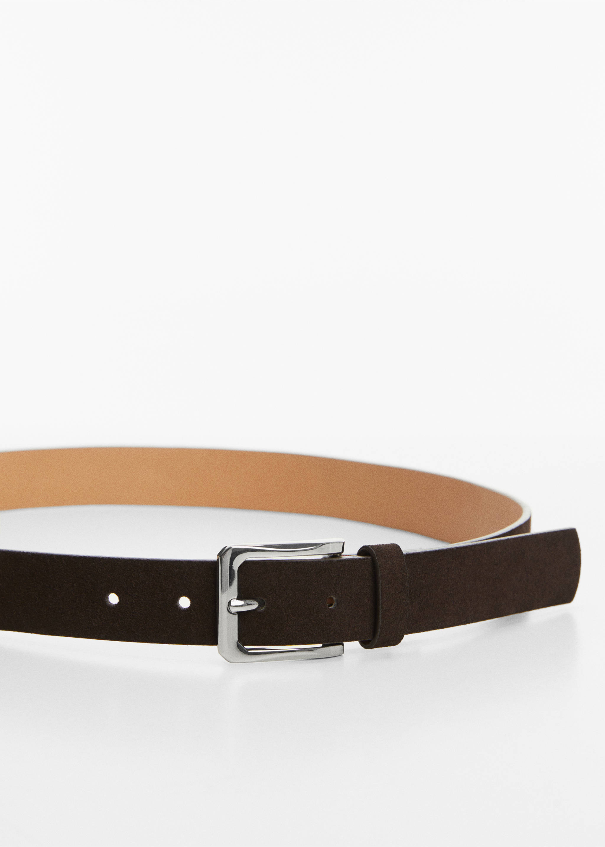 Suede belt - Details of the article 1, Chocolate. Ref: 67020642-00.