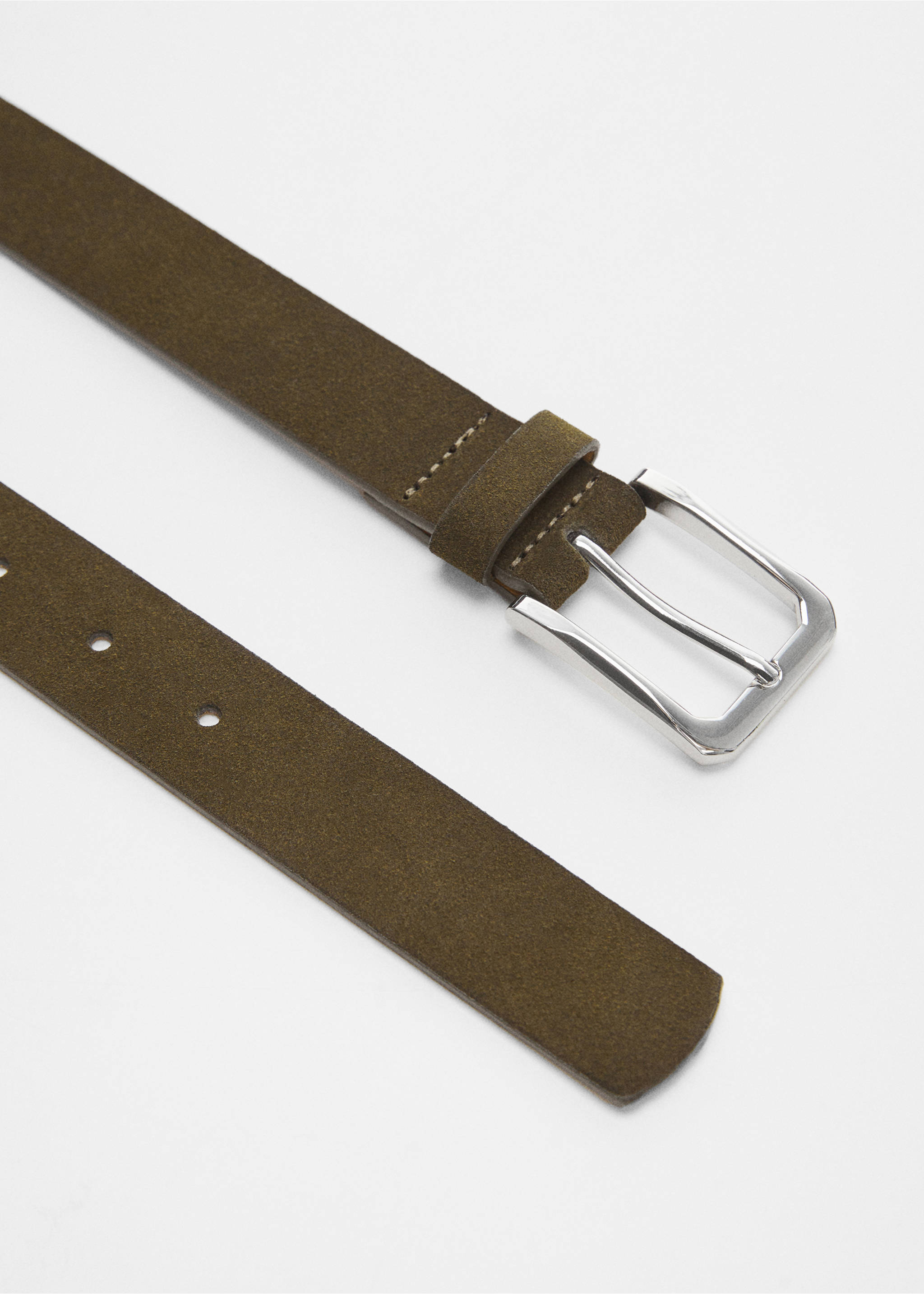 Suede belt - Medium plane, Khaki. Ref: 67020642-00.