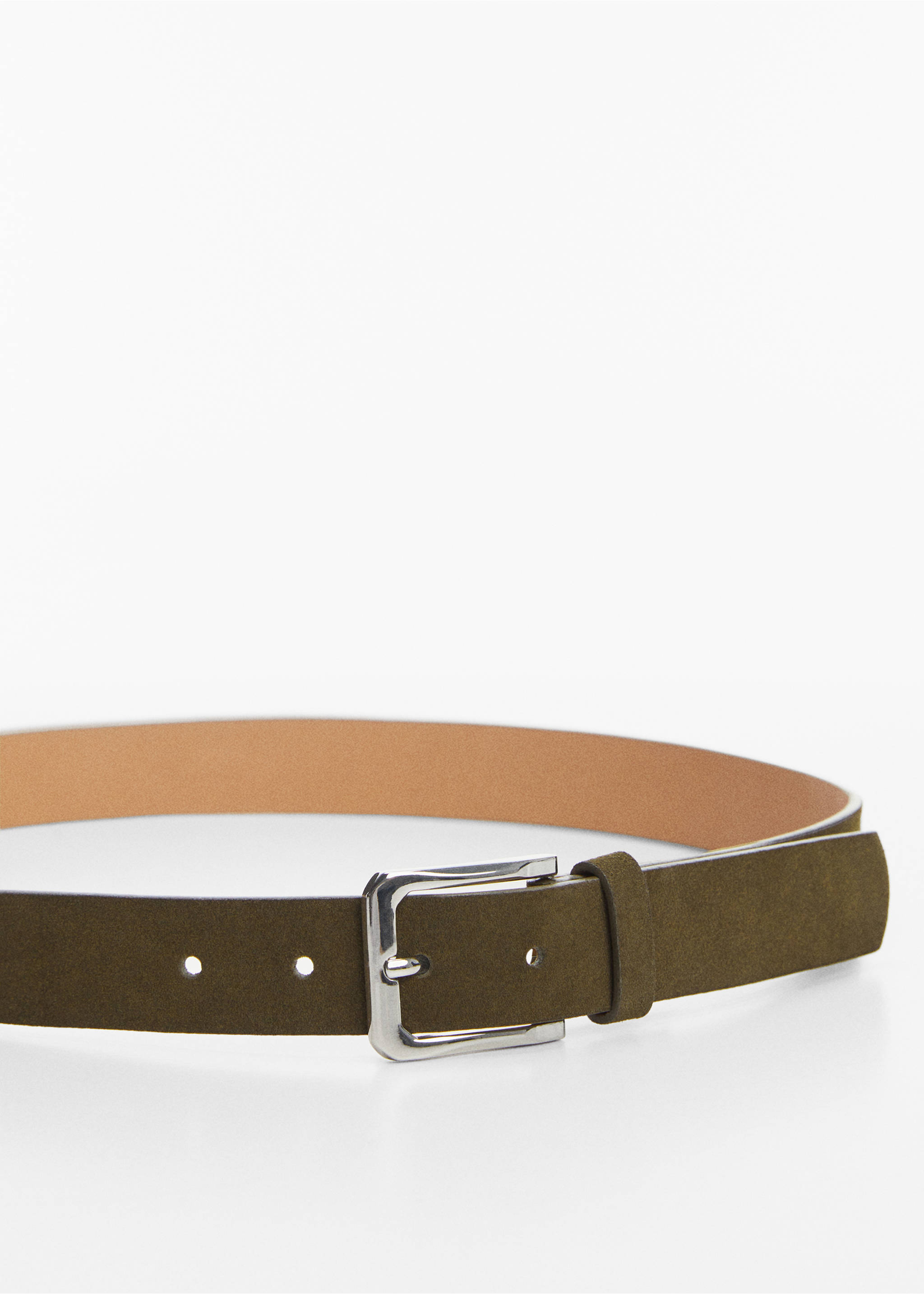 Suede belt - Details of the article 1, Khaki. Ref: 67020642-00.