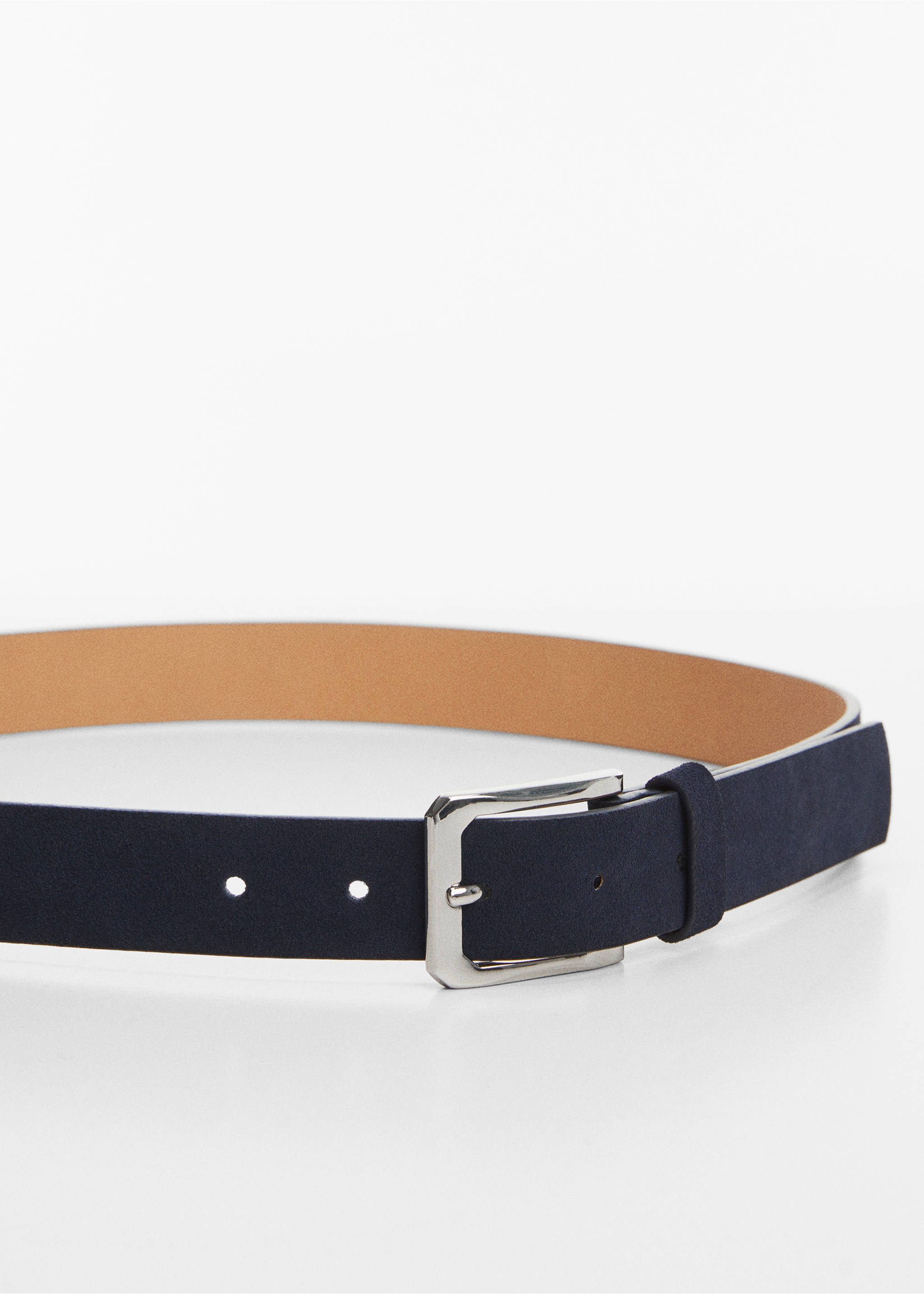 Suede belt - Details of the article 1, Dark Navy. Ref: 67020642-00.