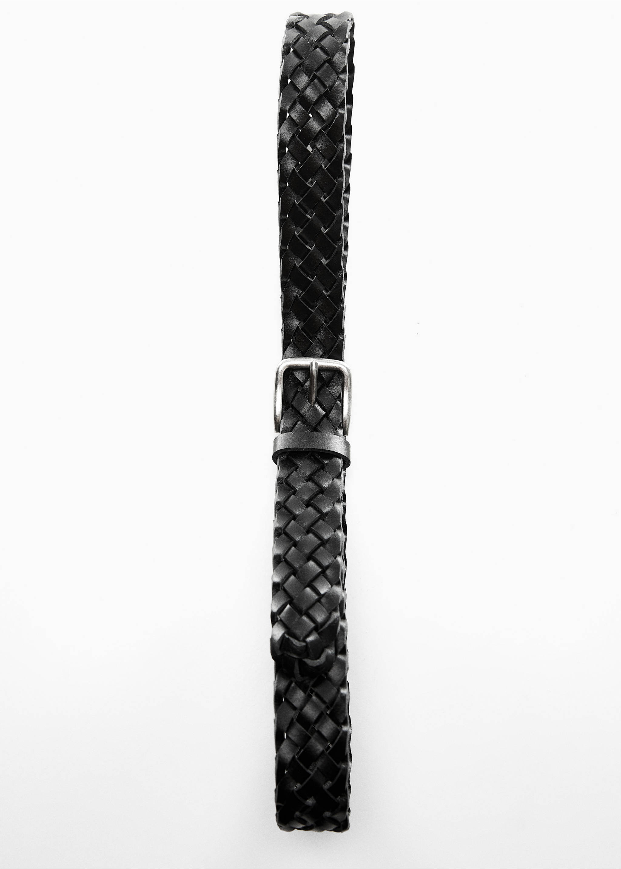 Braided leather belt - Details of the article 5, Black. Ref: 67020643-00.
