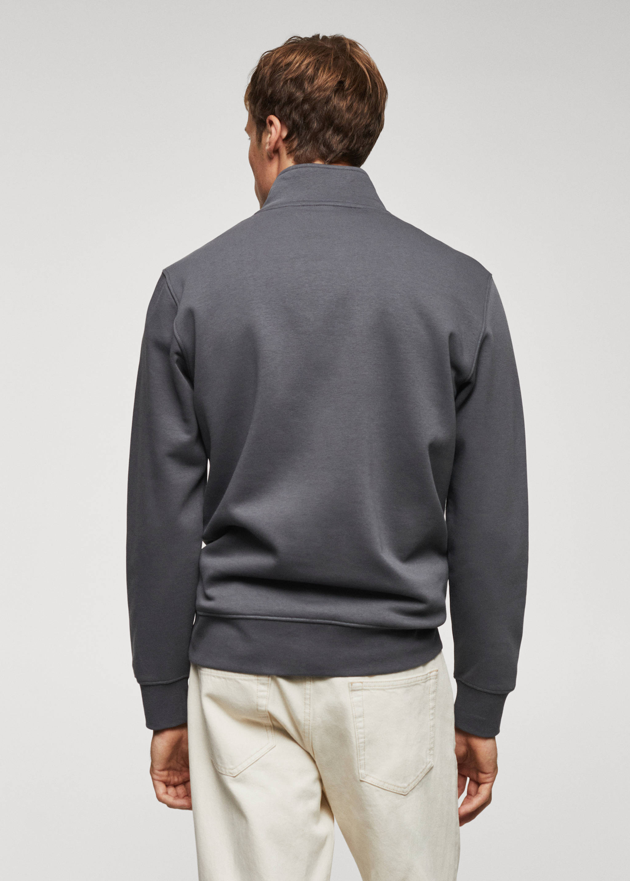 Cotton sweatshirt with zipper neck - Reverse of the article