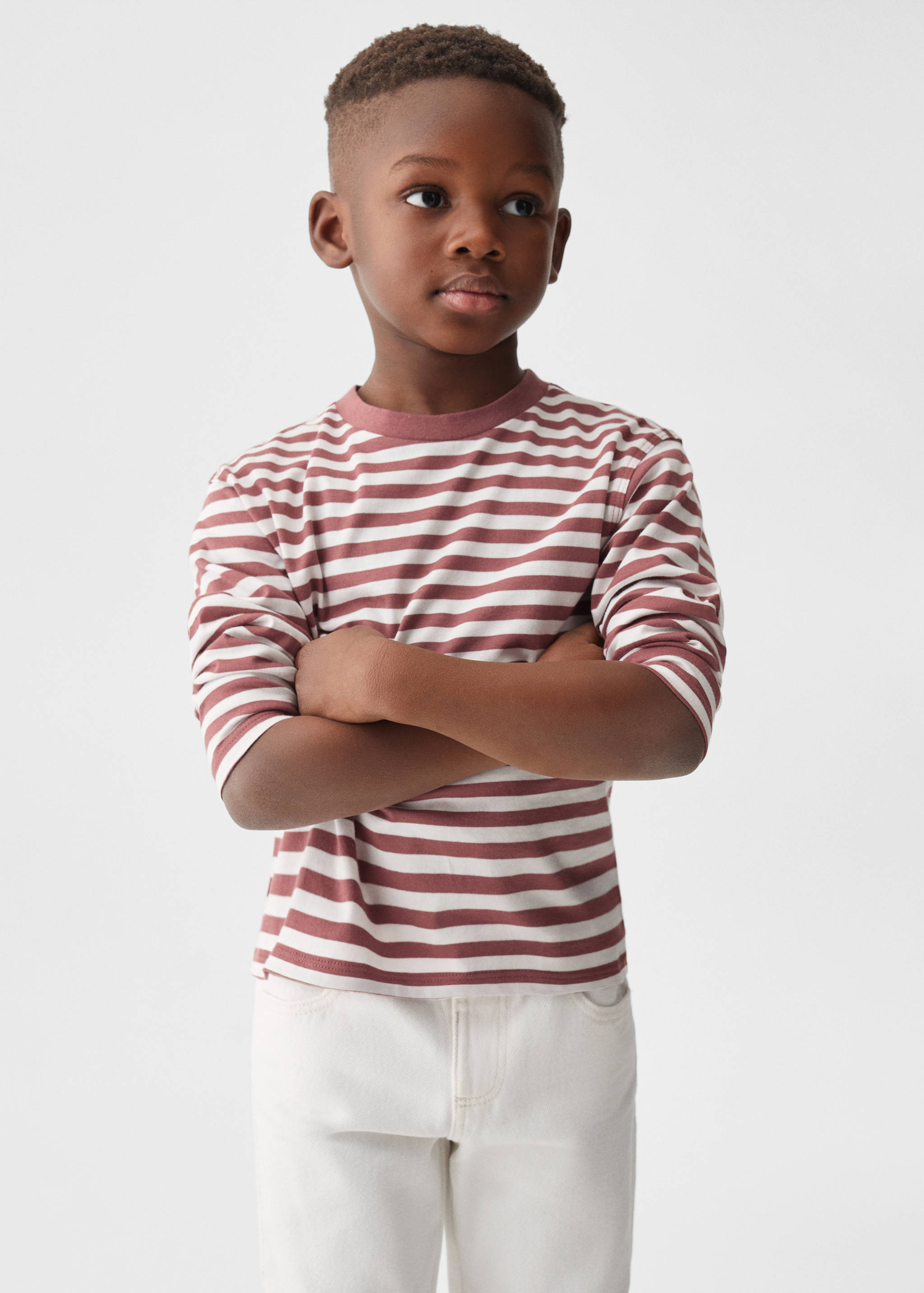 Langärmliges T-Shirt mit Streifen - Mittlere Ansicht