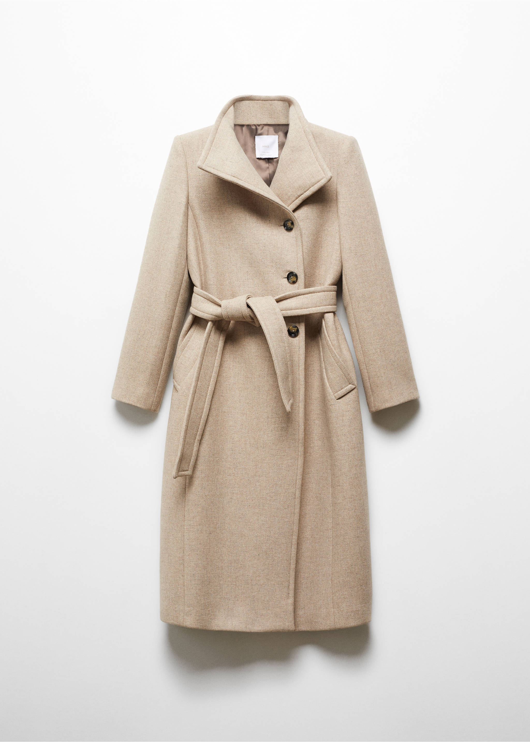 Manteco wool coat with belt - Article without model, Medium Brown. Ref: 67020671-00.