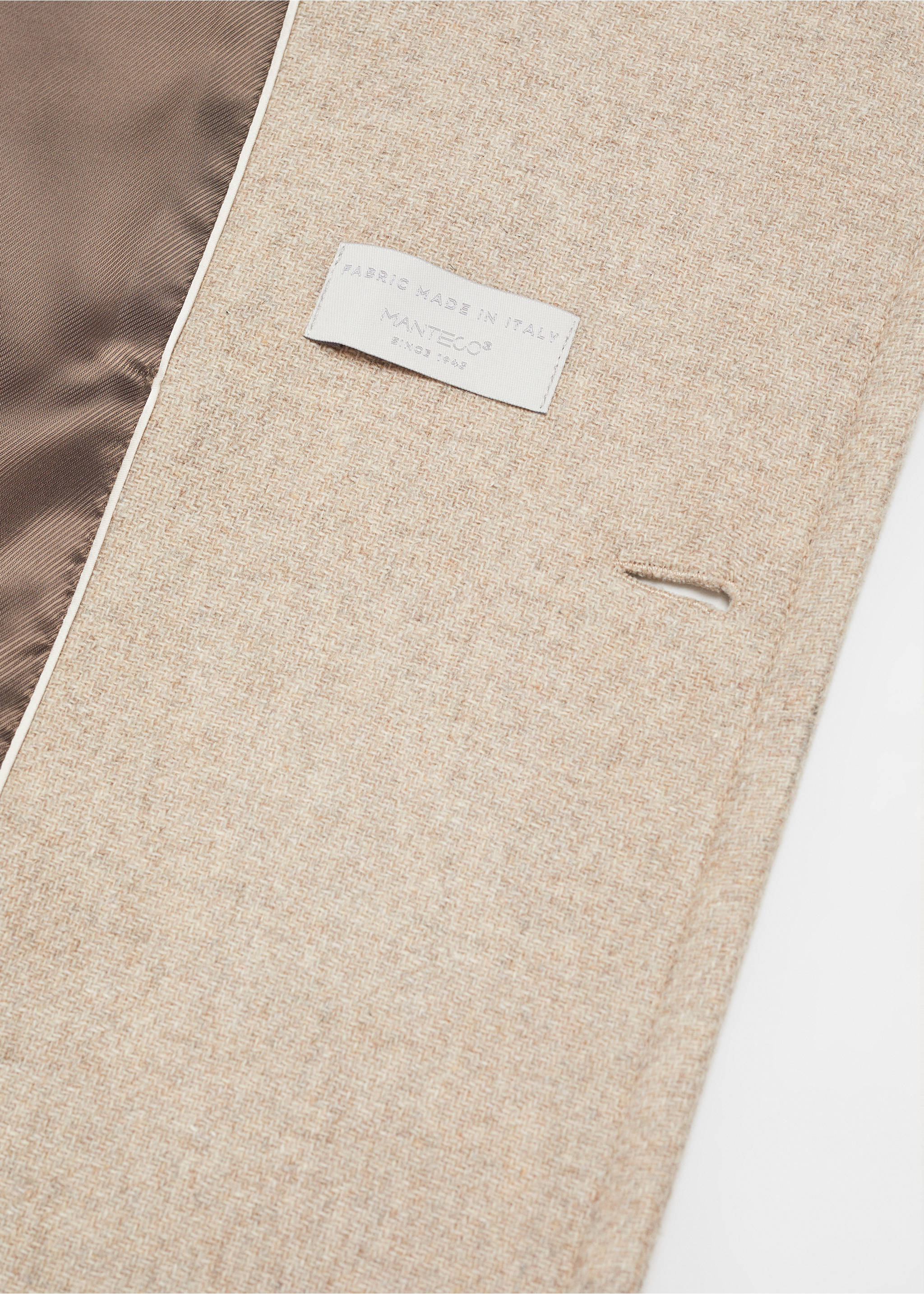 Manteco wool coat with belt - Details of the article 8, Medium Brown. Ref: 67020671-00.