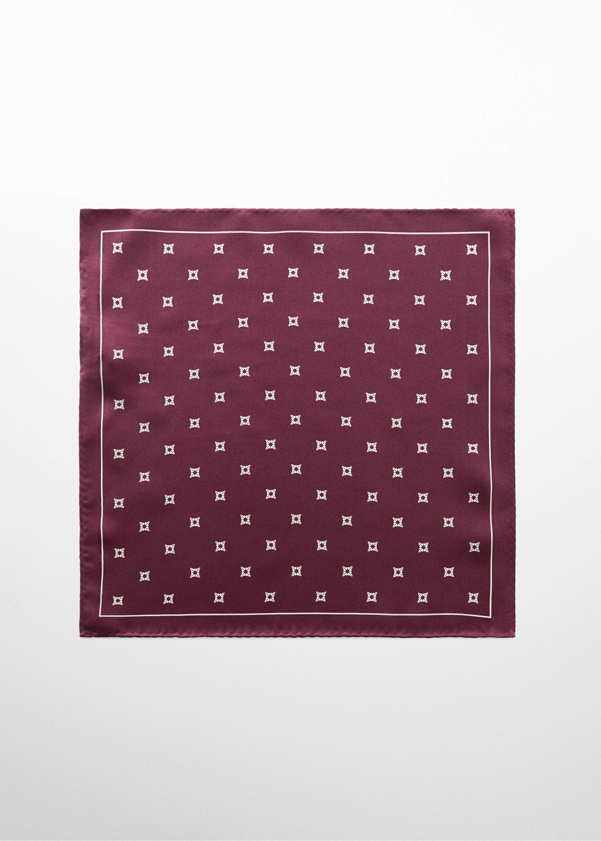 100% silk pocket square - Article without model, Burgundy. Ref: 67020674-00.