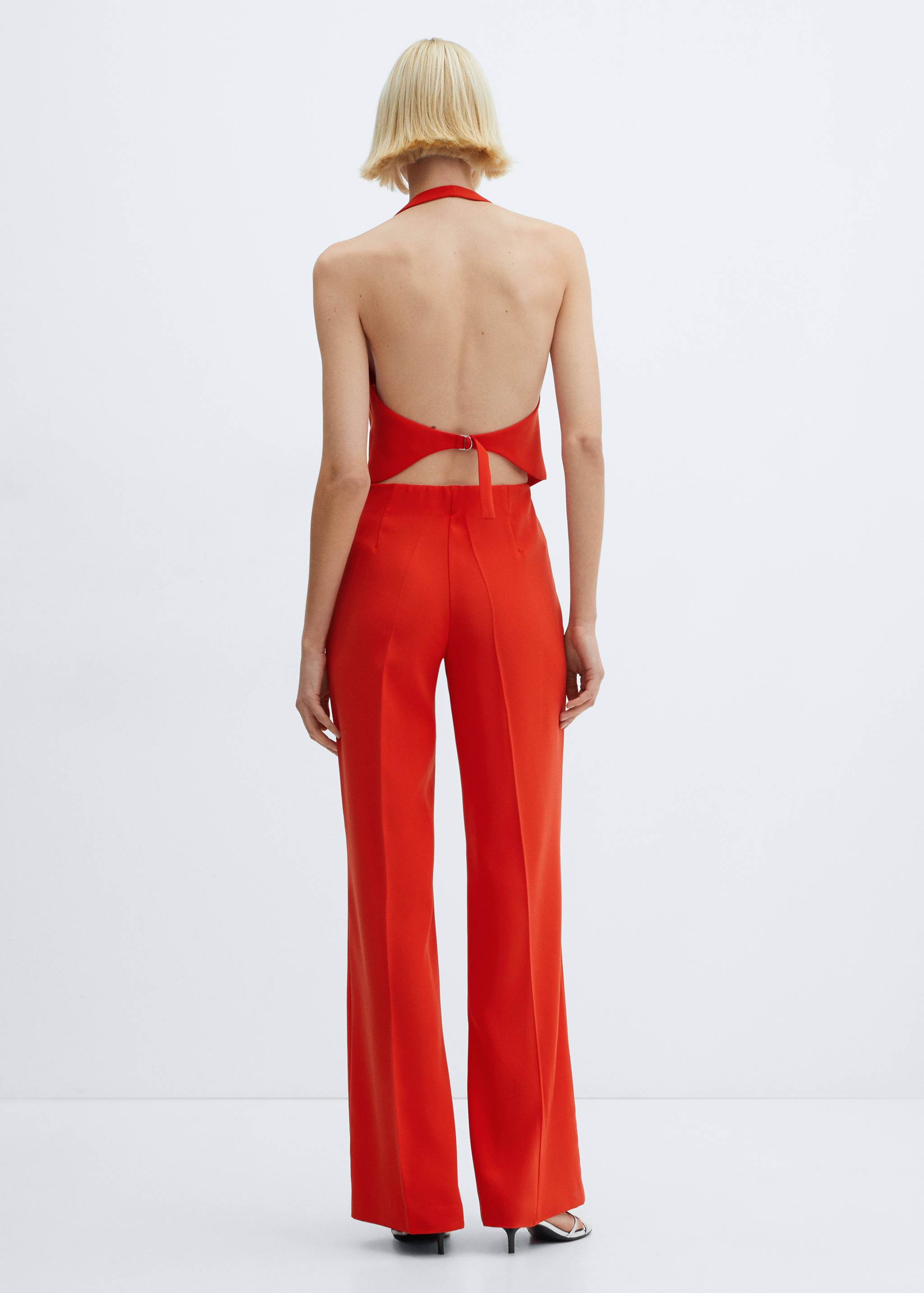 Παντελόνι κουστούμι με φαρδύ μπατζάκι - Πίσω όψη προϊόντος