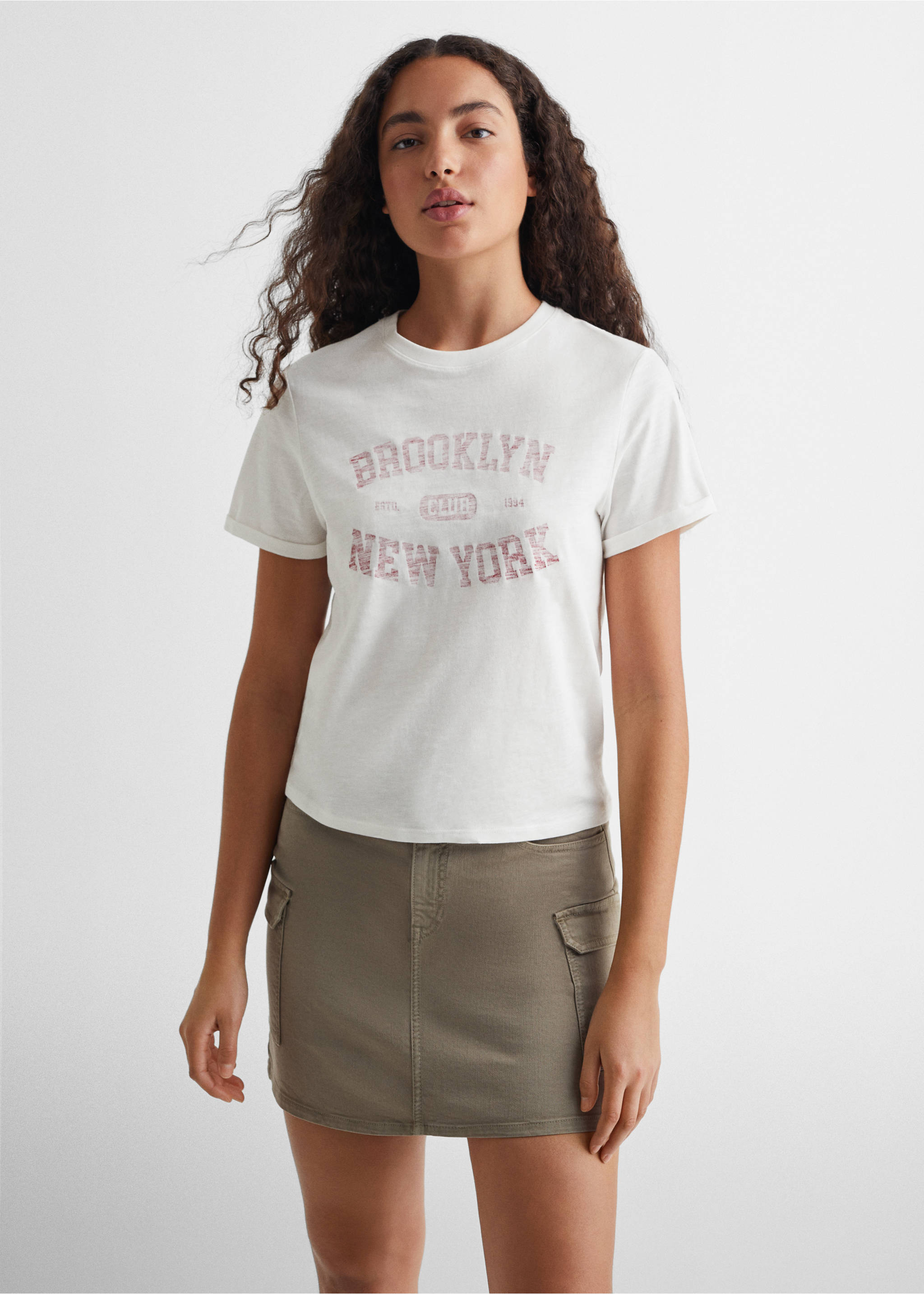 T-shirt message imprimé - Plan moyen, Blanc cassé. Ref: 67022912-00.