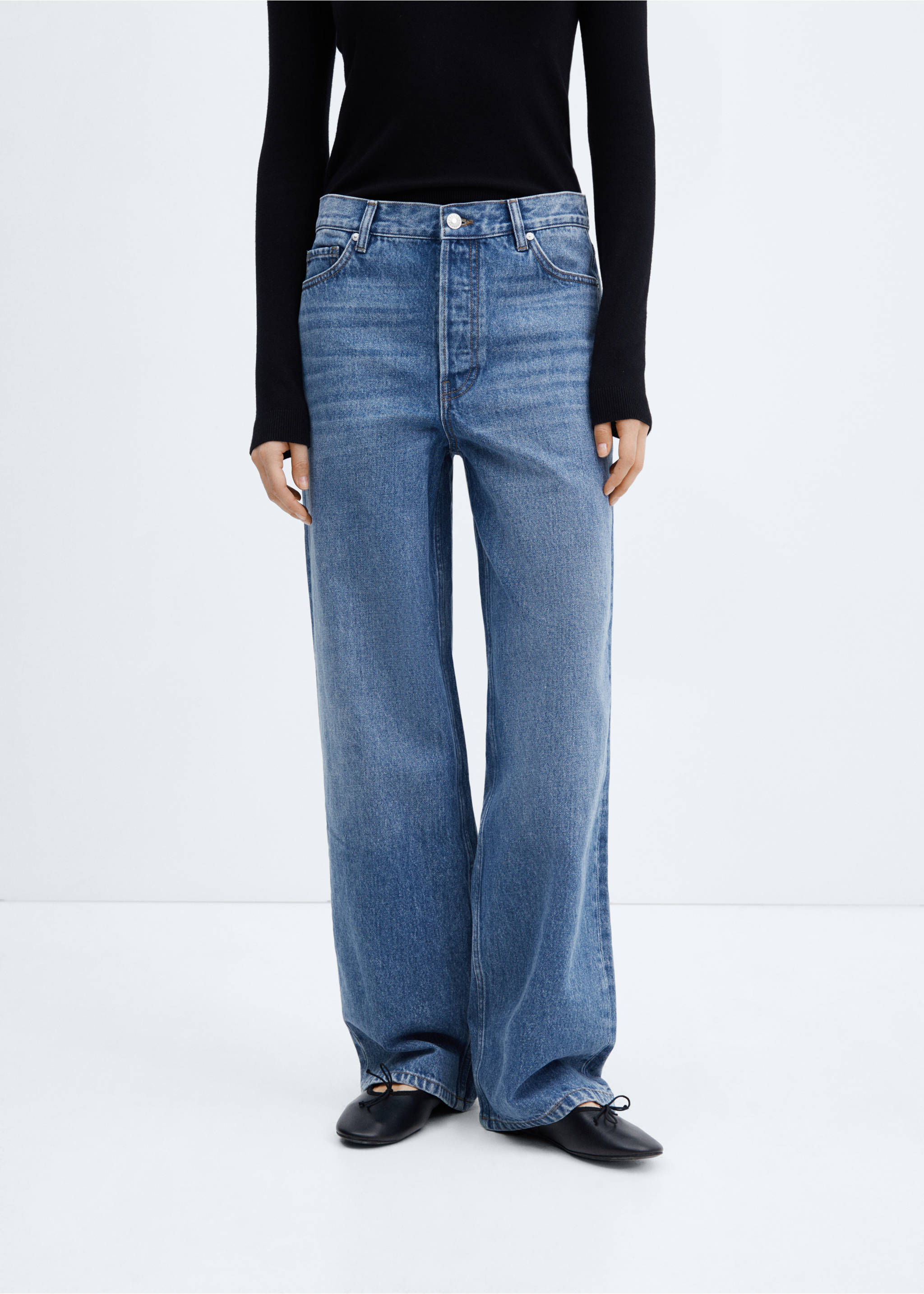 Loose mid-rise wide leg jeans - Medium plane, Medium Blue. Ref: 67023263-00.
