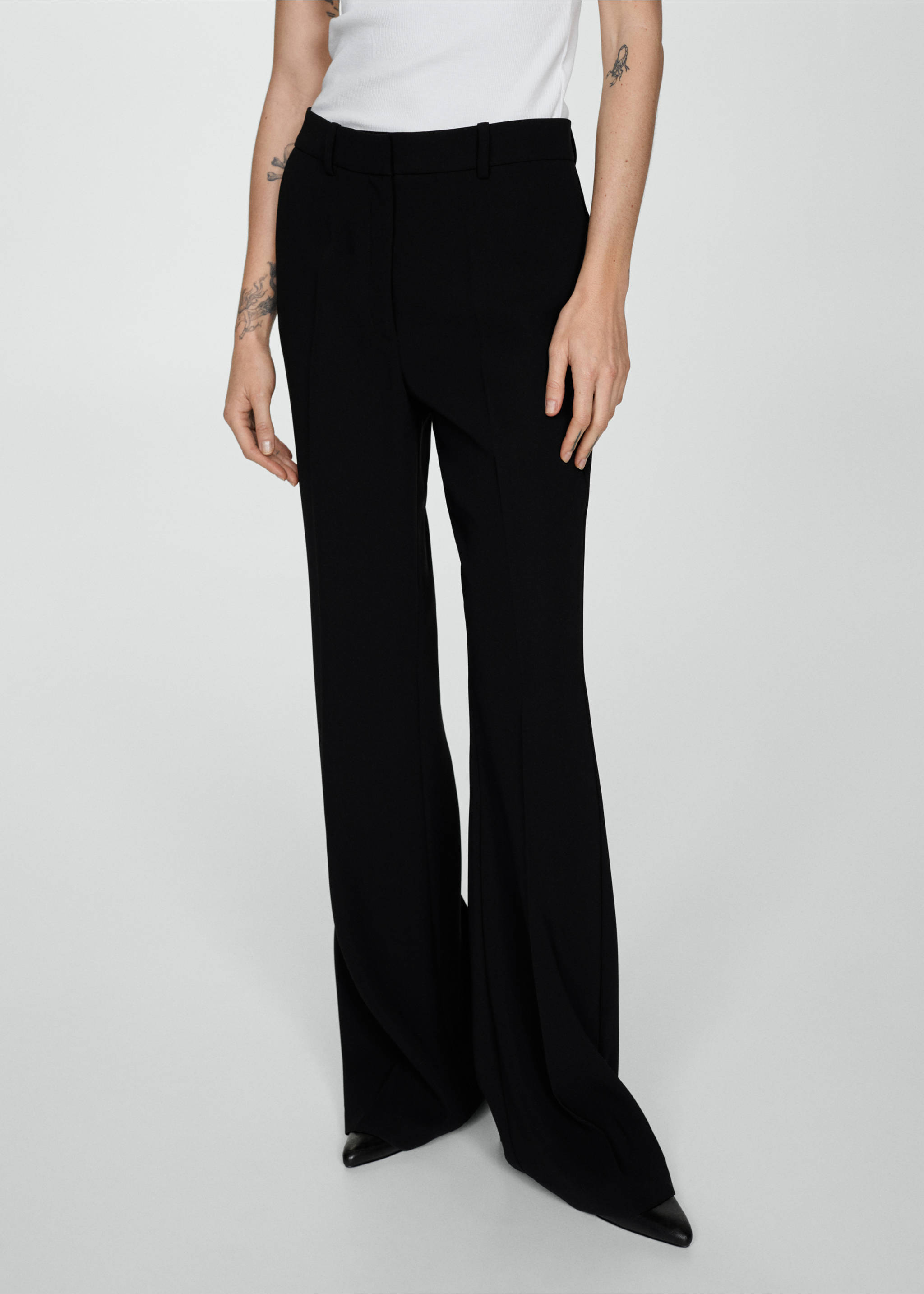 Flared suit trousers - Medium plane, Black. Ref: 67023266-00.
