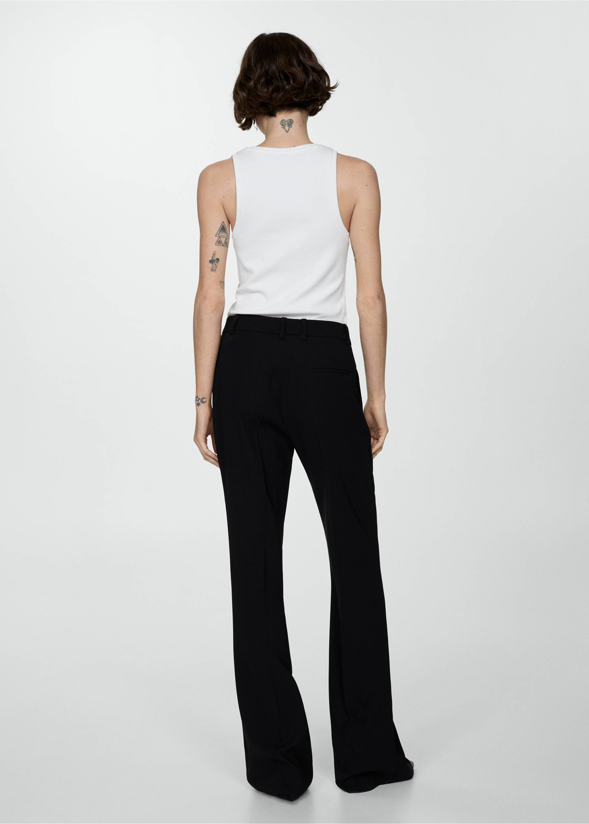 Flared suit trousers - Reverse of the article, Black. Ref: 67023266-00.