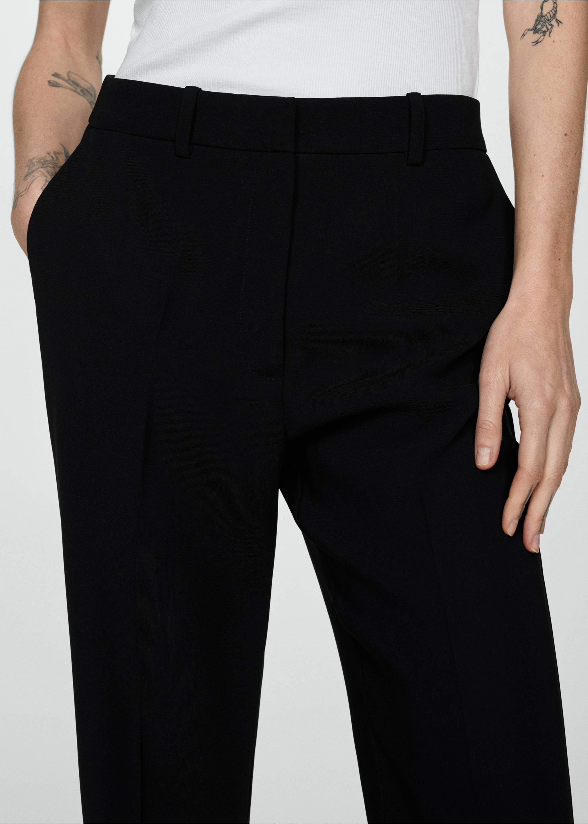 Flared suit trousers - Details of the article 1, Black. Ref: 67023266-00.