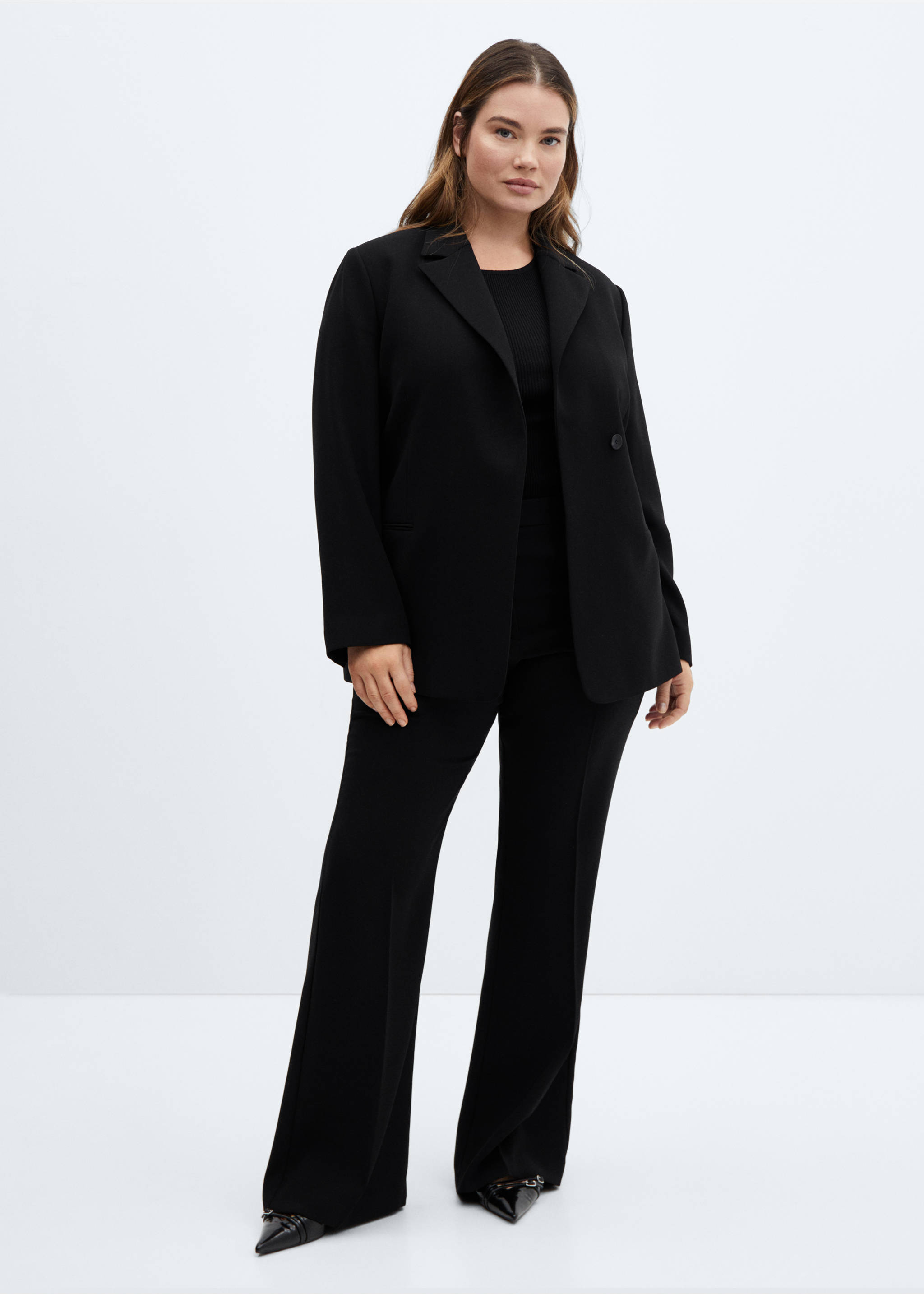 Flared suit trousers - Details of the article 3, Black. Ref: 67023266-00.