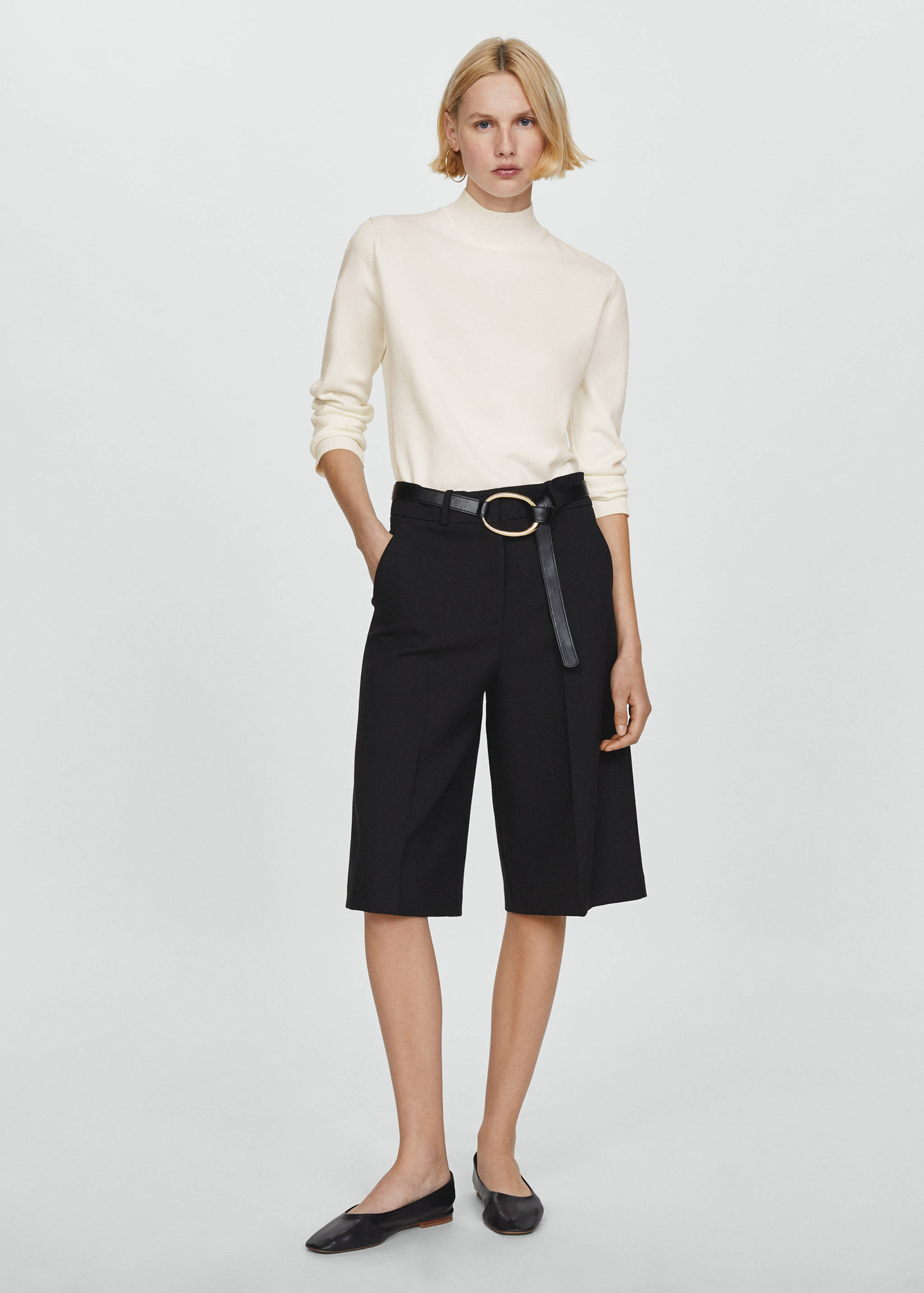 Knitted sweater with perkins neck - General plane