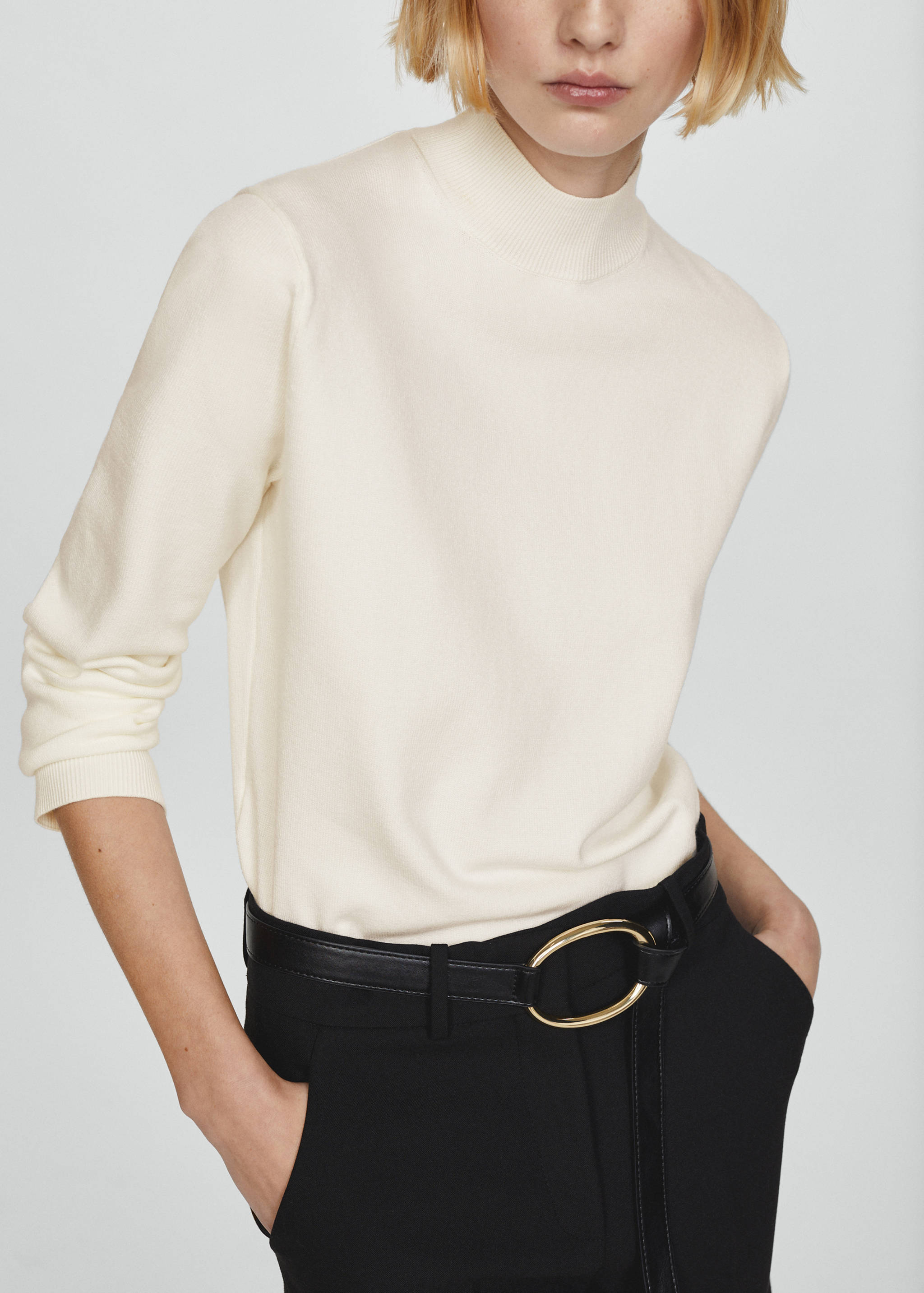 Knitted sweater with perkins neck - Medium plane