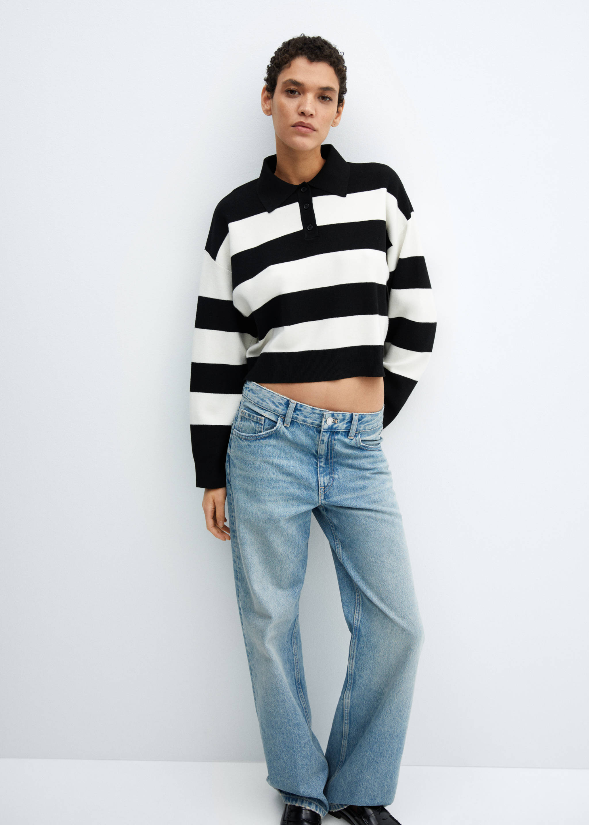 Striped polo-neck sweater - Details of the article 2