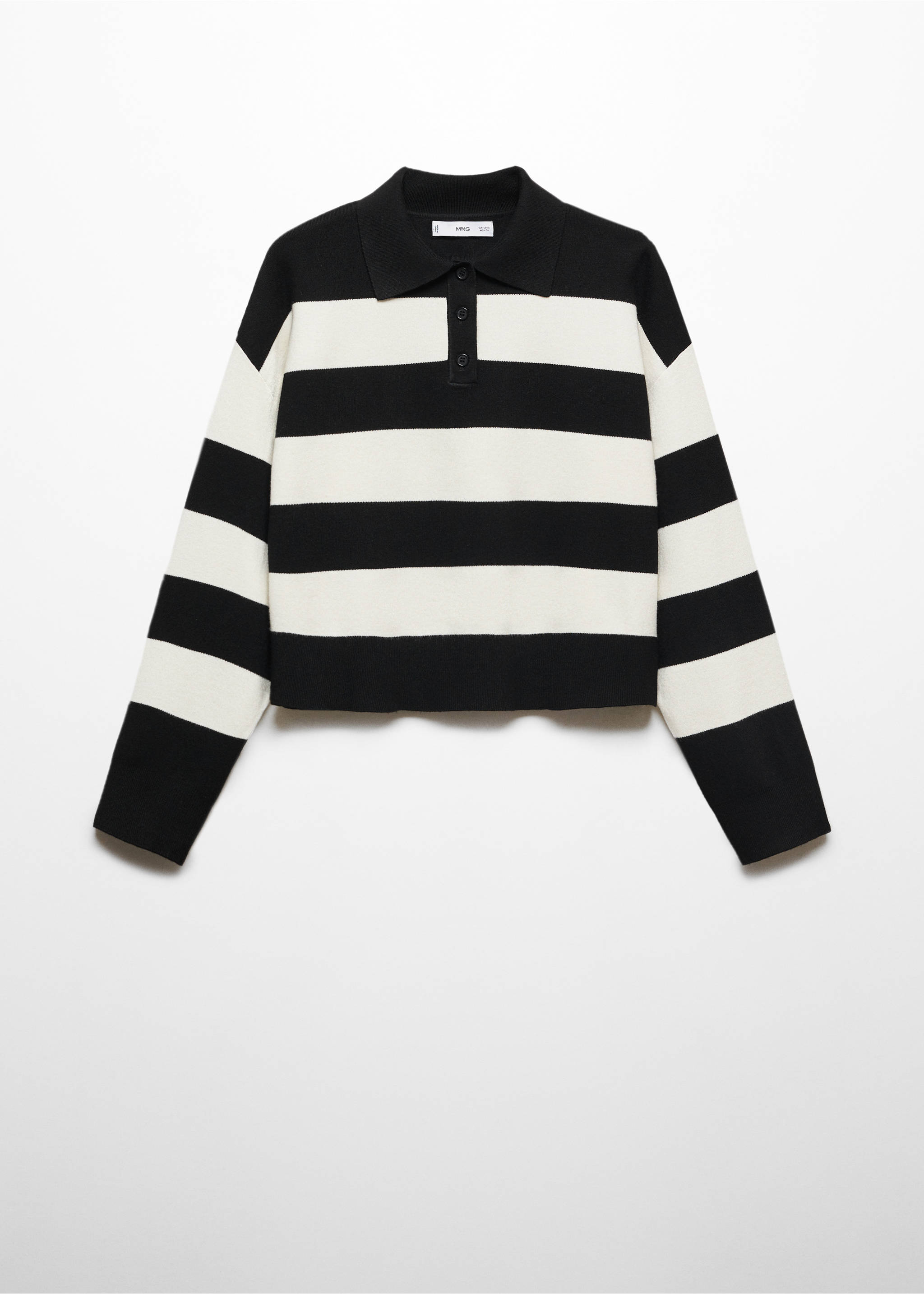 Striped polo-neck sweater - Article without model, Black. Ref: 67023272-00.