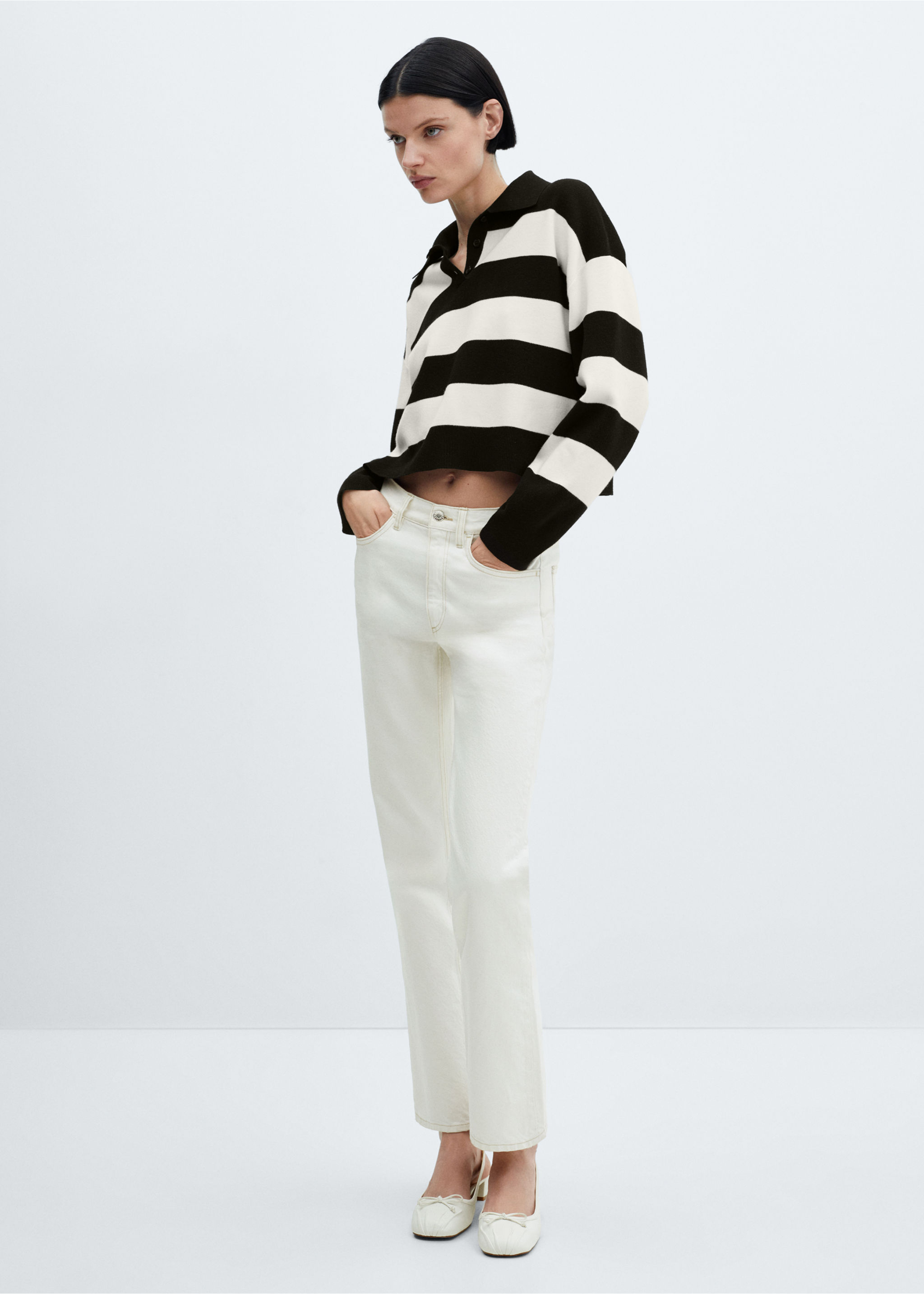 Striped polo-neck sweater - General plane