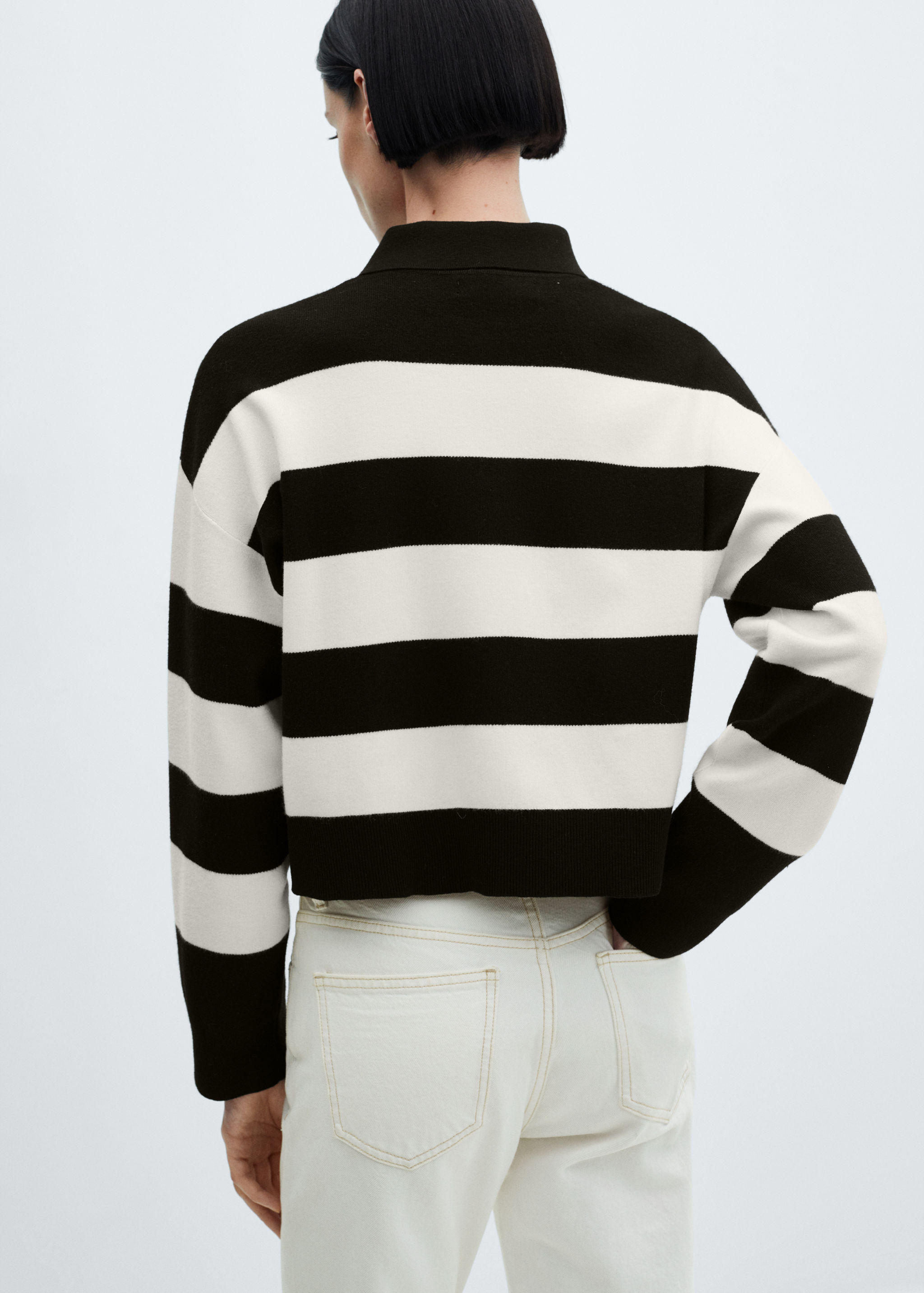 Striped polo-neck sweater - Reverse of the article