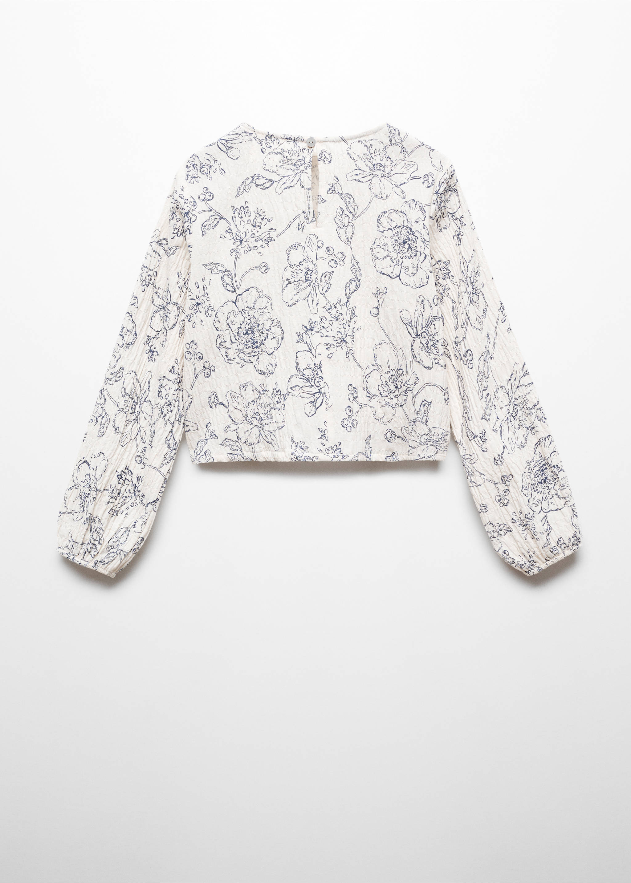 Potištěná blůza s uzlem - Zadní strana zboží, Šedobílá. Ref: 67023690-00.