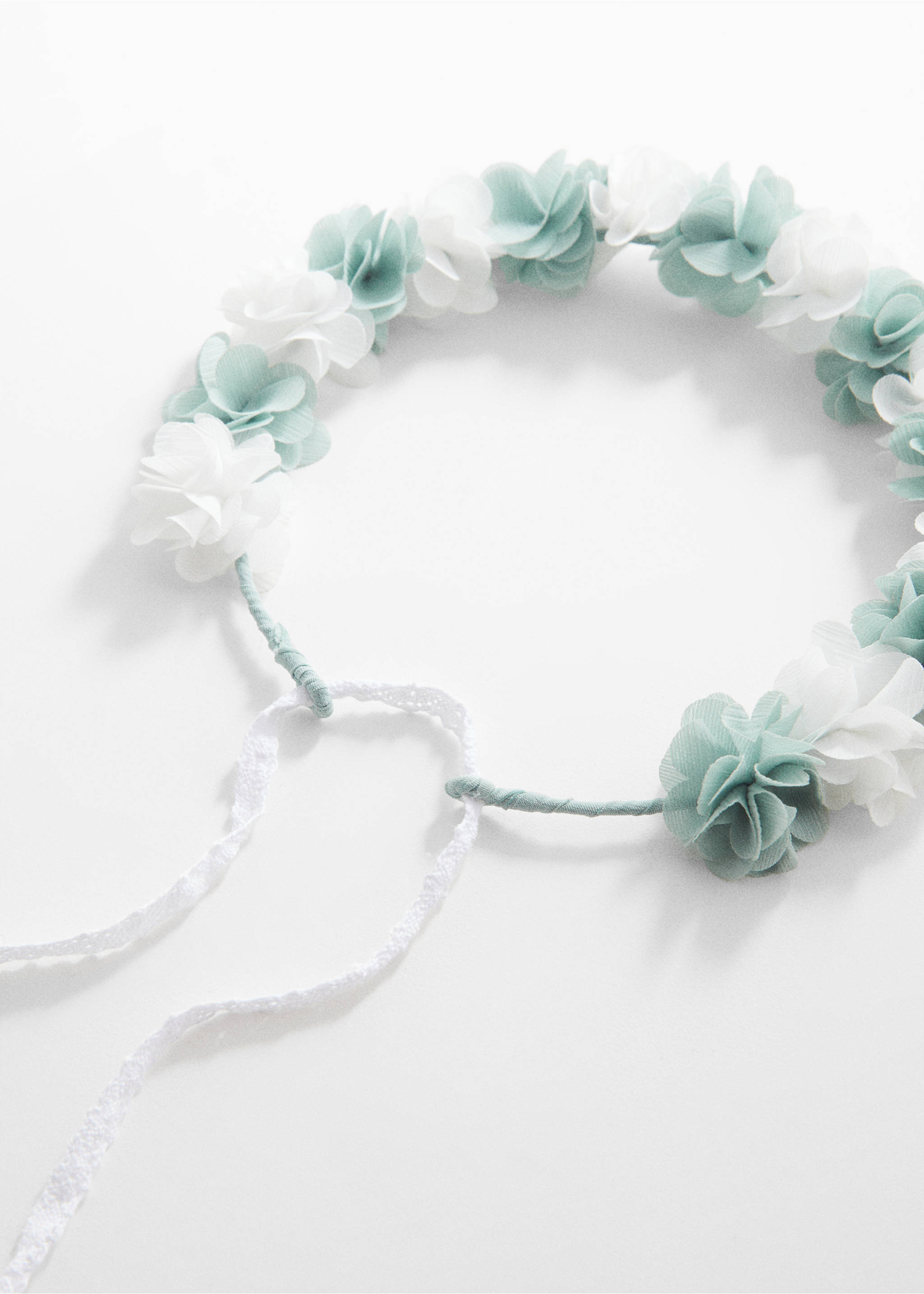 Headband with embossed flowers - Medium plane, Aqua Green. Ref: 67023692-00.