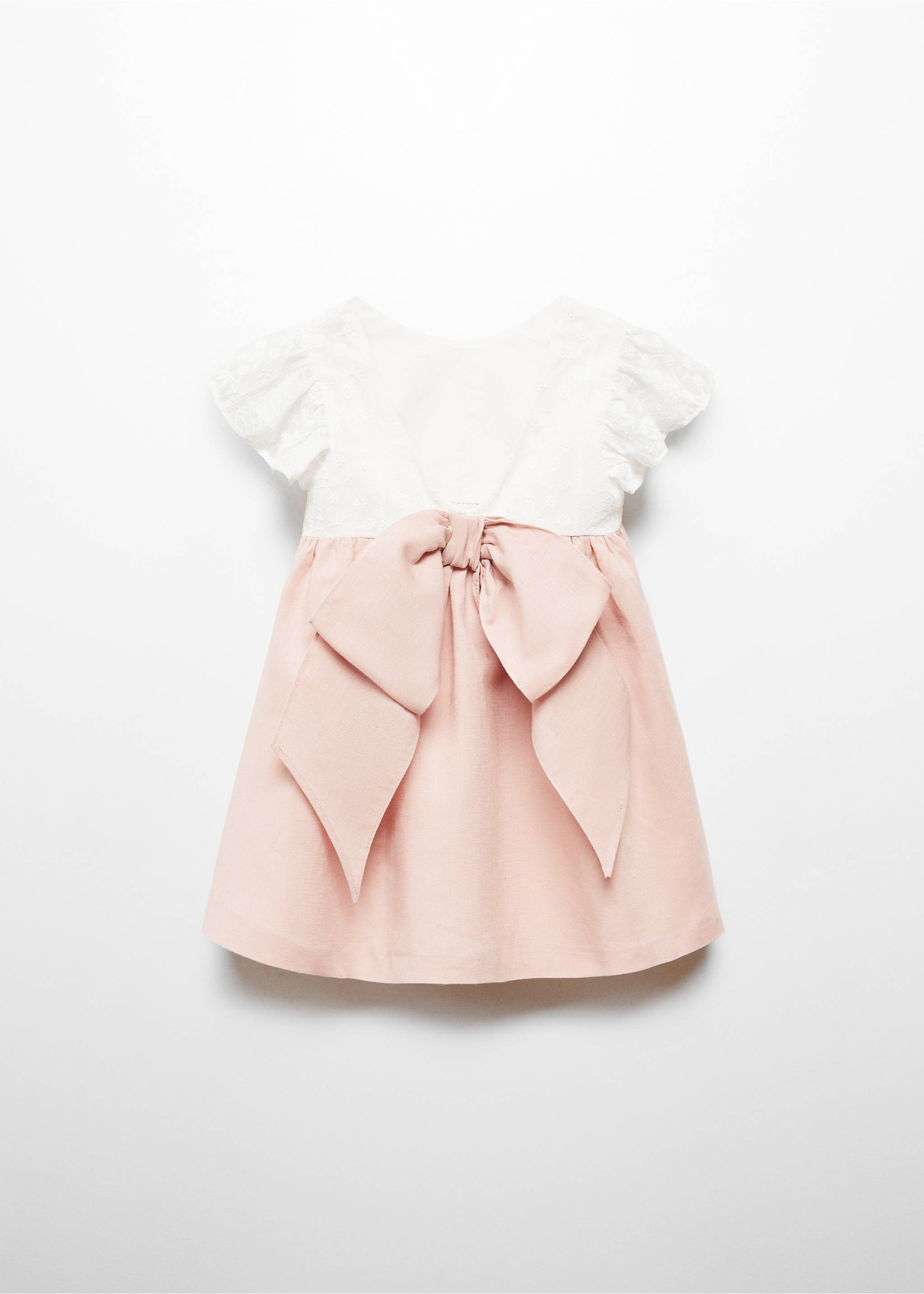 Geborduurde jurk met strik - Achterkant van het artikel, Roze. Ref: 67023695-00.