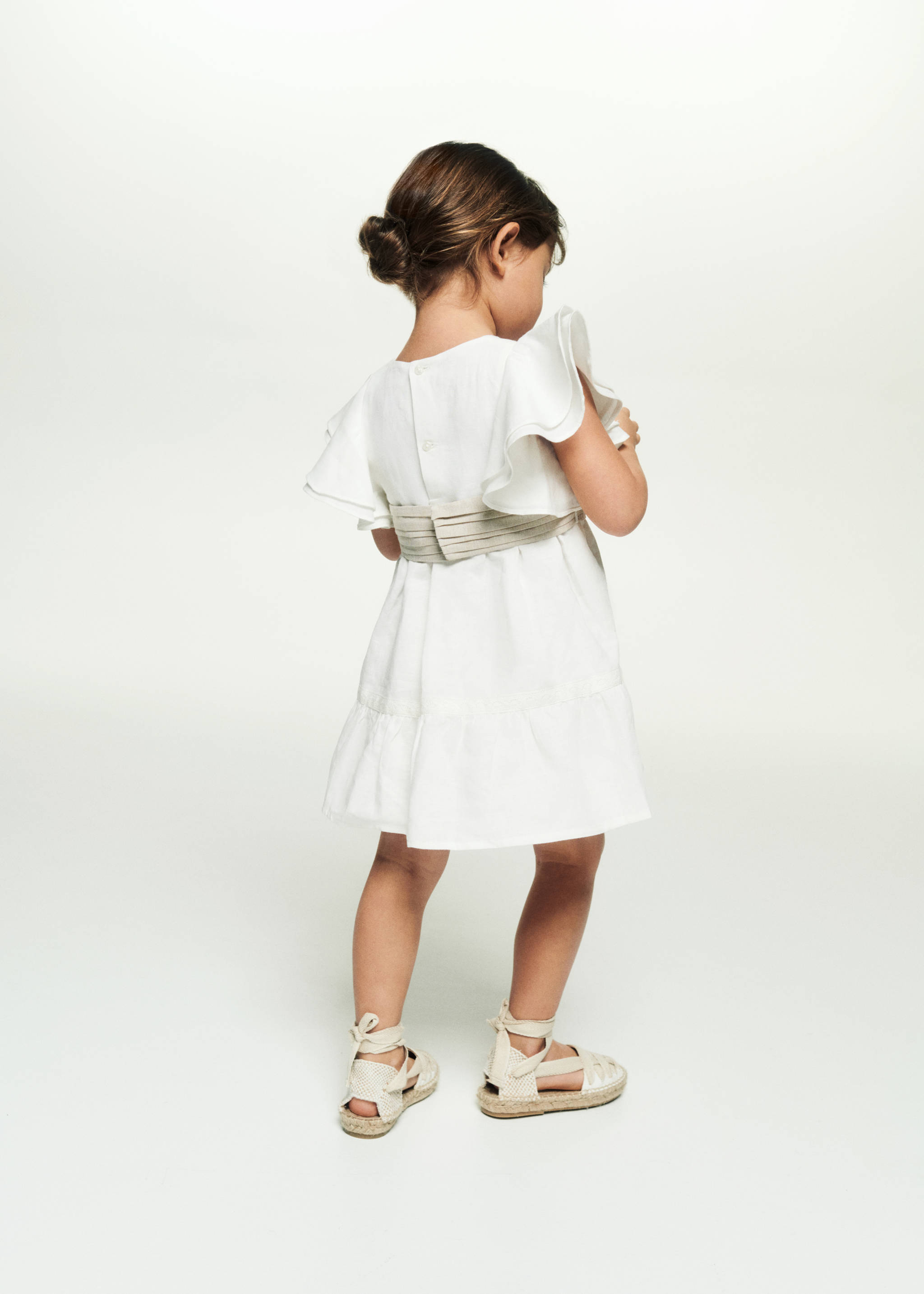 Belt linen dress - Details of the article 6, Off White. Ref: 67023696-00.