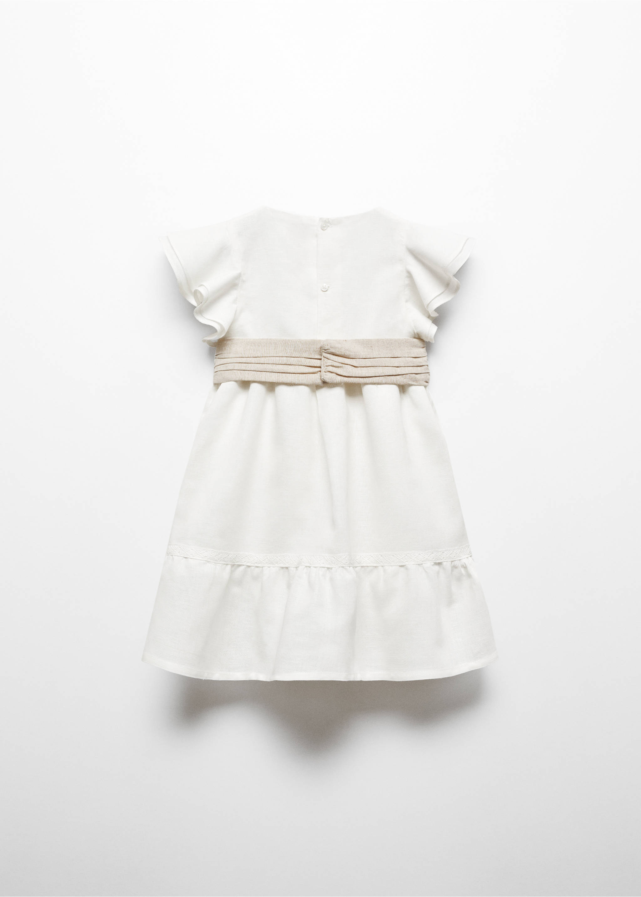 Belt linen dress - Reverse of the article, Off White. Ref: 67023696-00.