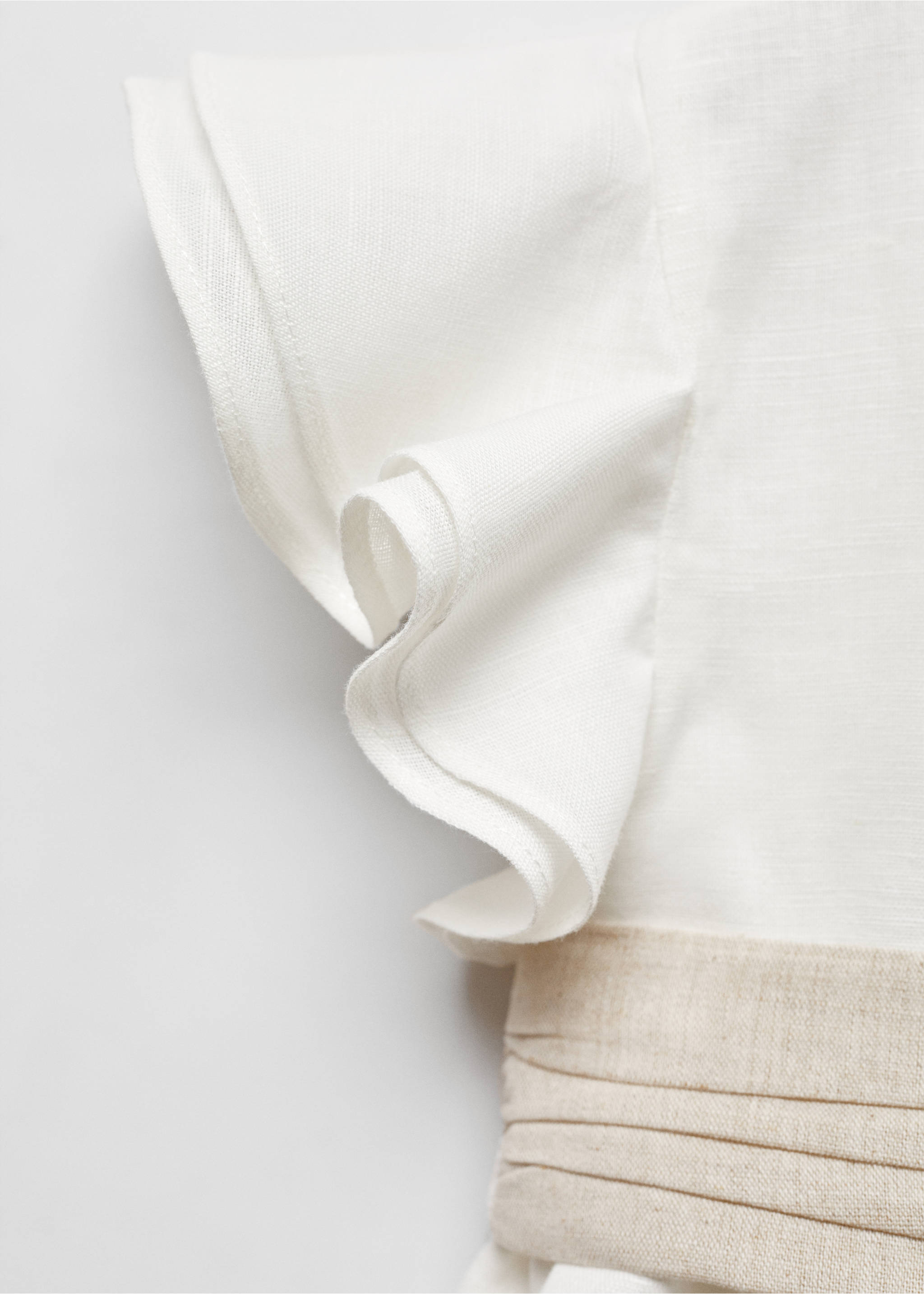 Belt linen dress - Details of the article 8, Off White. Ref: 67023696-00.