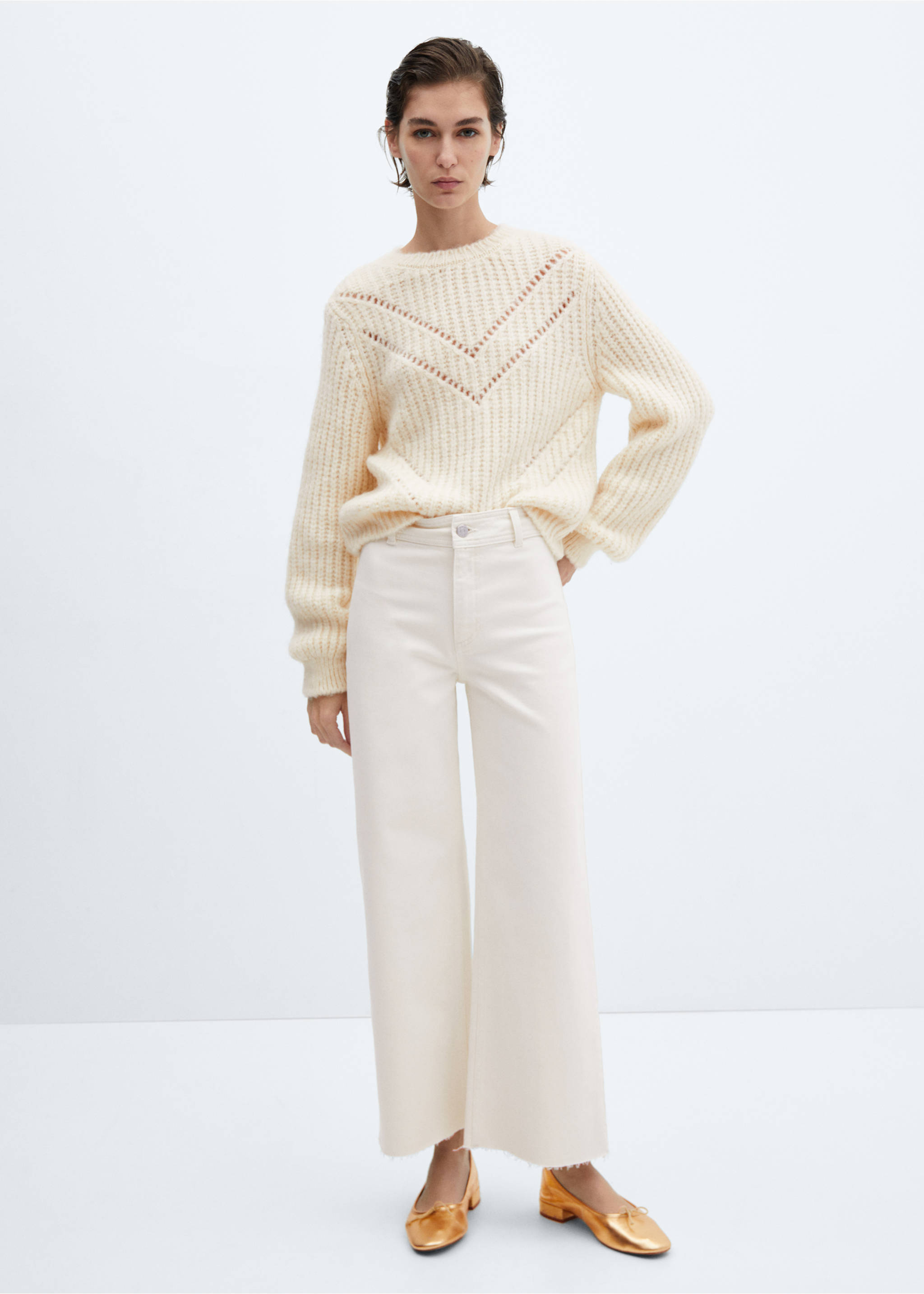 Catherin culotte high-rise jeans - General plane, Off White. Ref: 67024033-00.