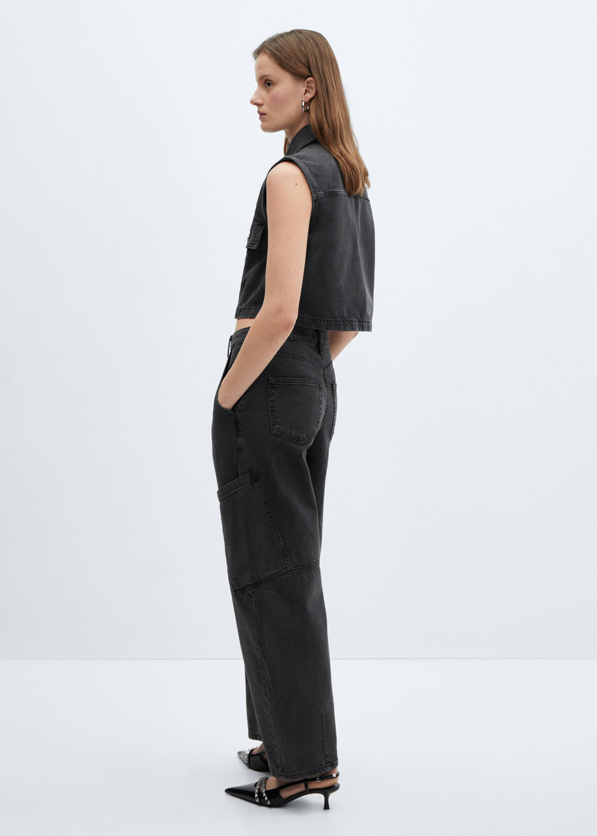 Jeans slouchy cargo tiro medio - Reverso del artículo