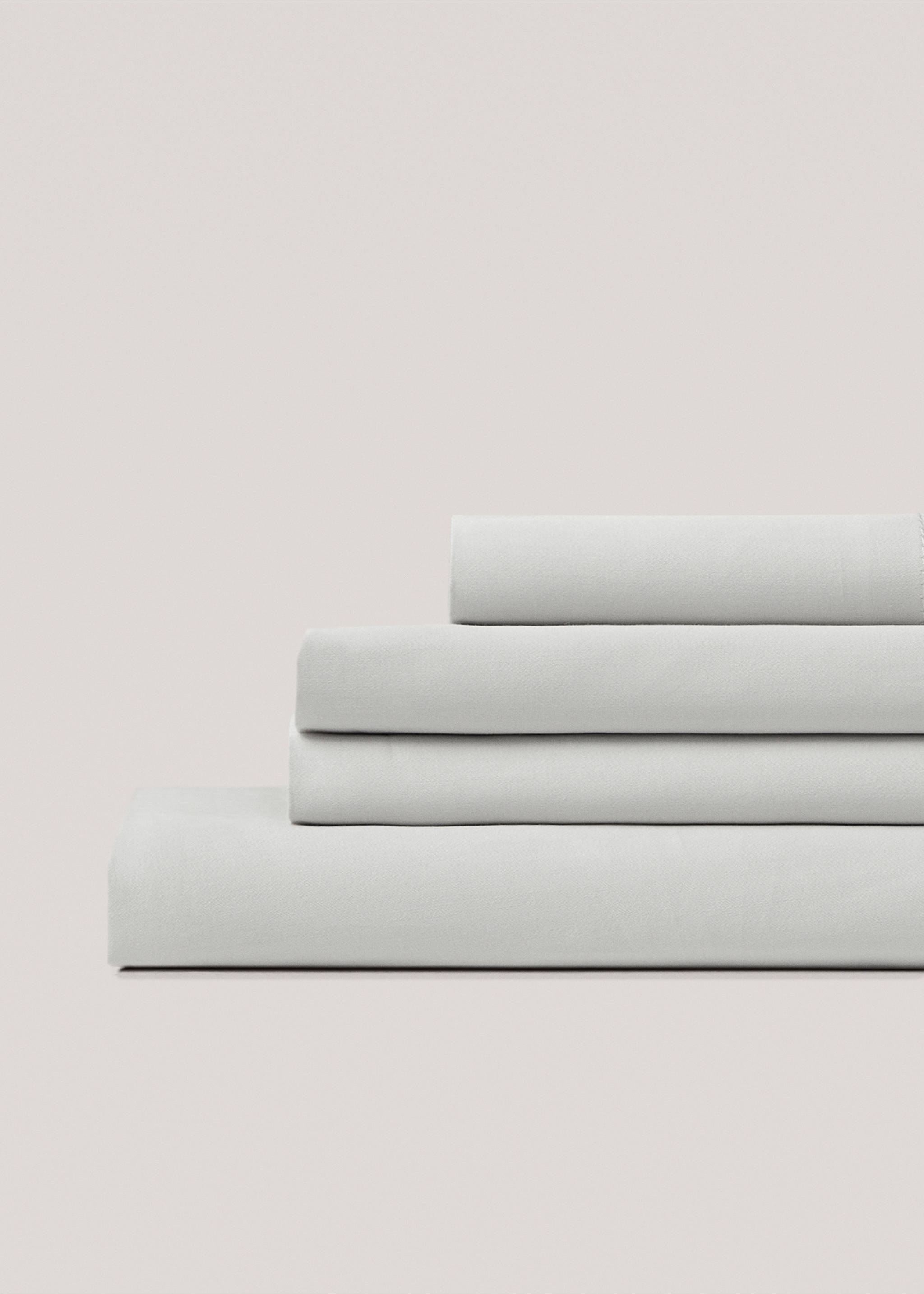 Satin fitted sheet for superking bed - Medium plane, Grey. Ref: 67024056-00.