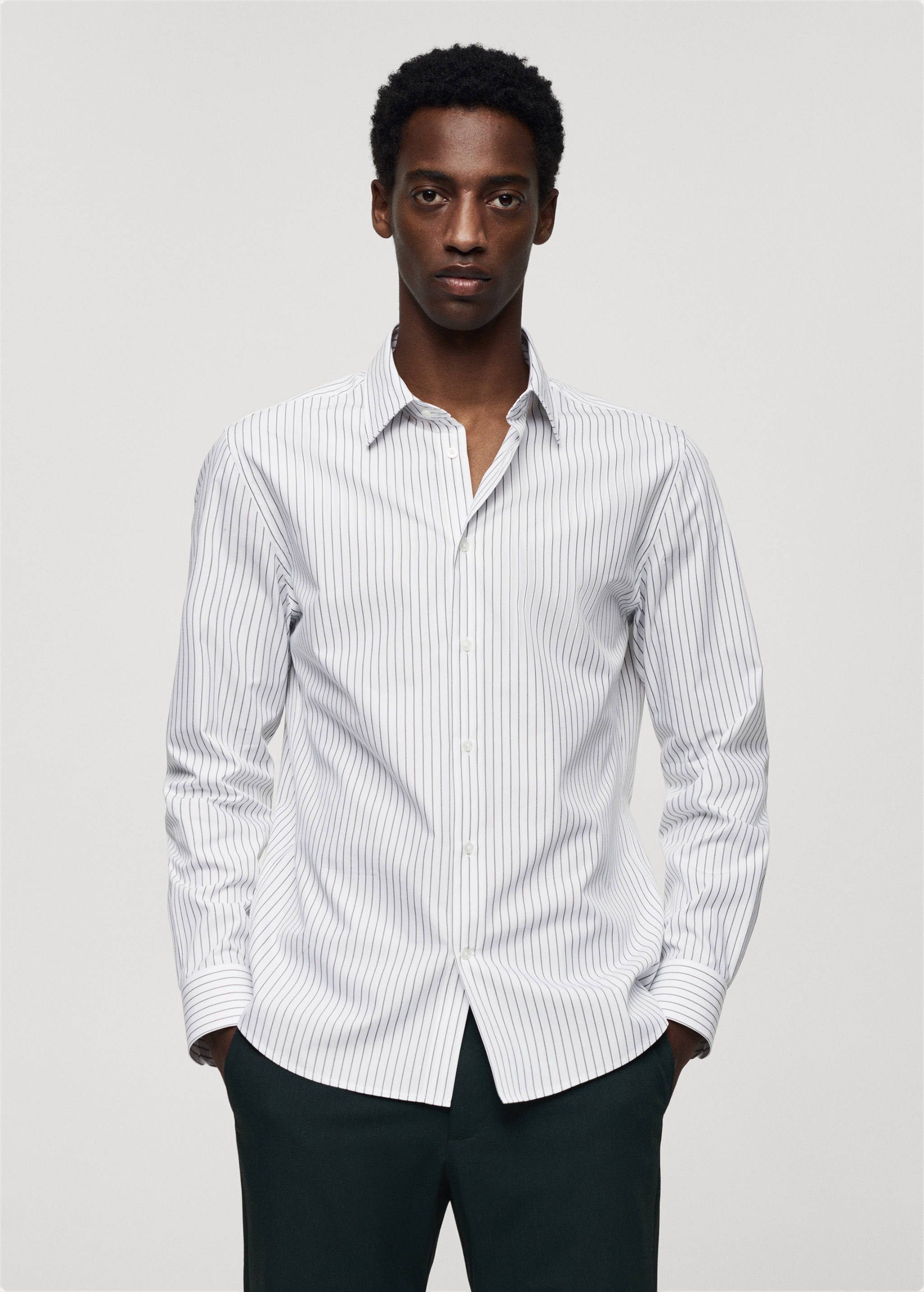 Slim-fit striped Coolmax® shirt - Medium plane