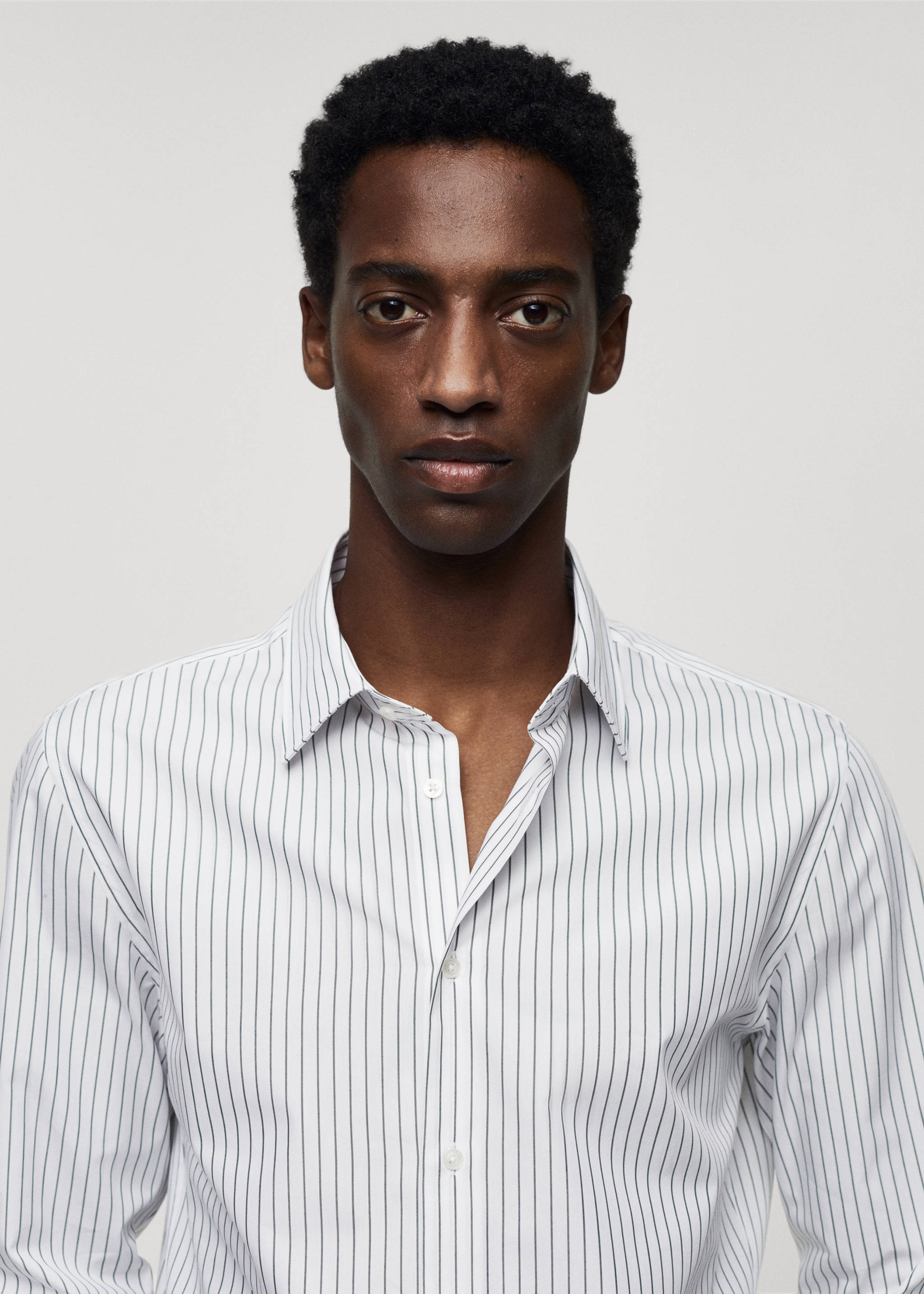 Slim-fit striped Coolmax® shirt - Details of the article 1