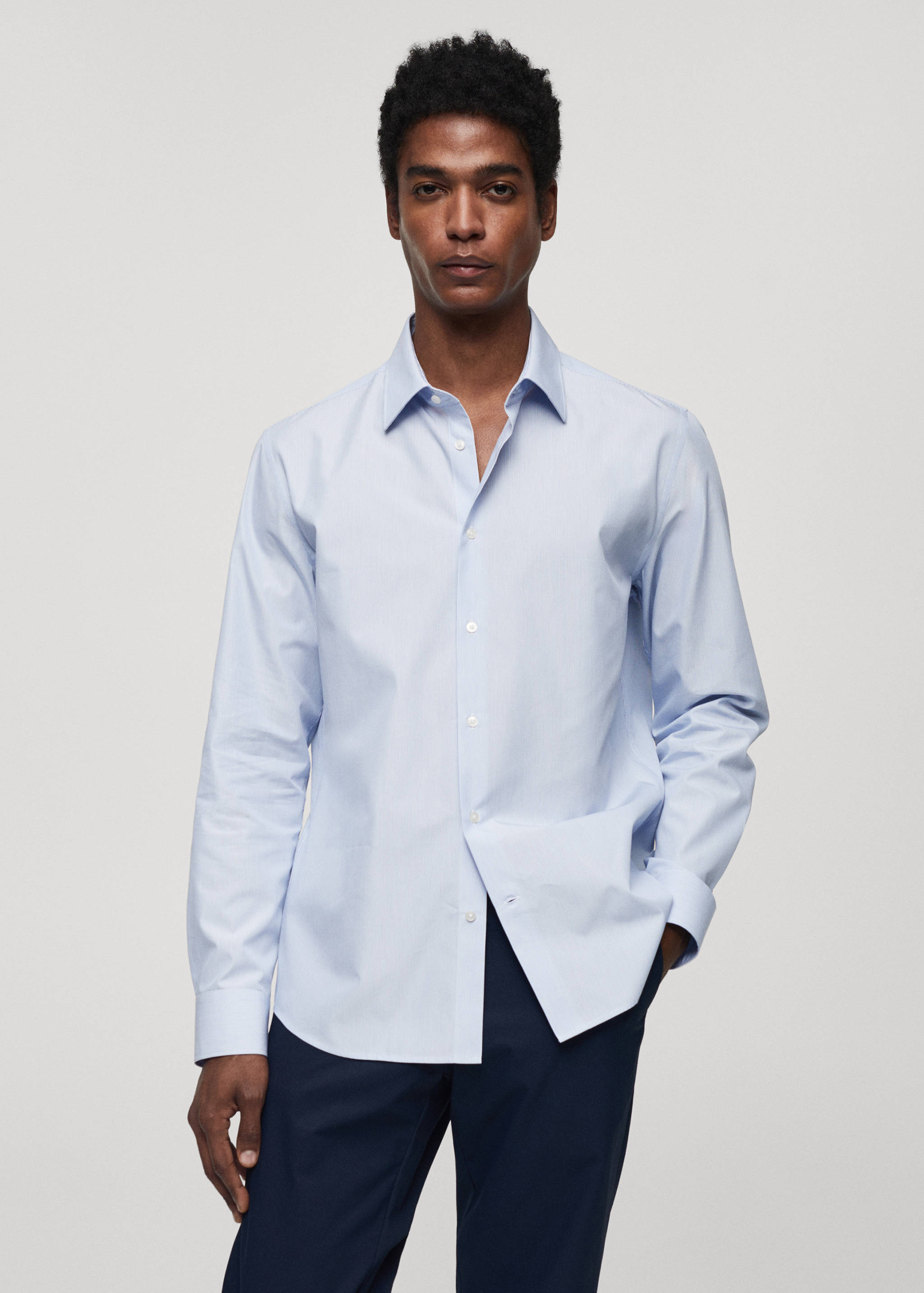 Slim-fit striped Coolmax® shirt - Medium plane