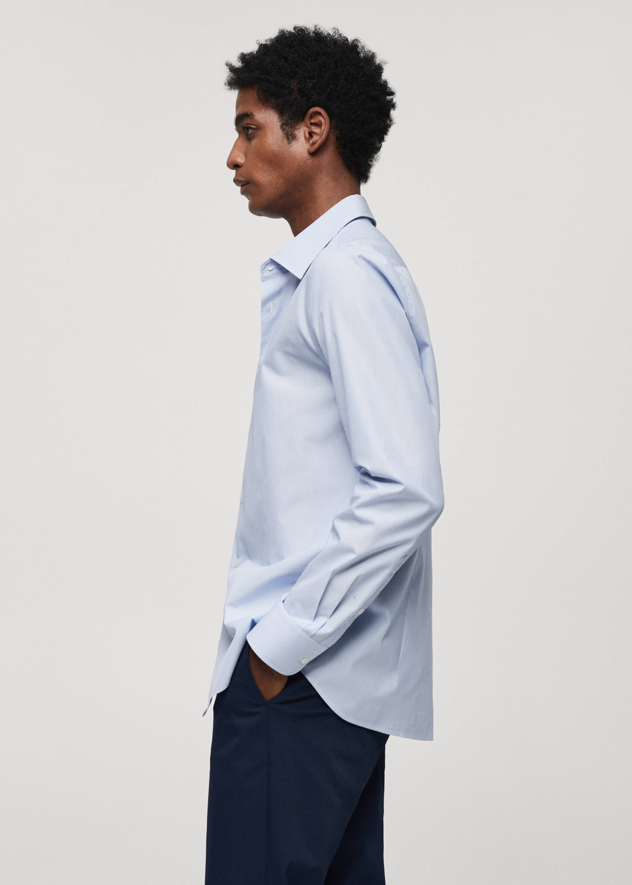 Slim-fit striped Coolmax® shirt - Details of the article 2