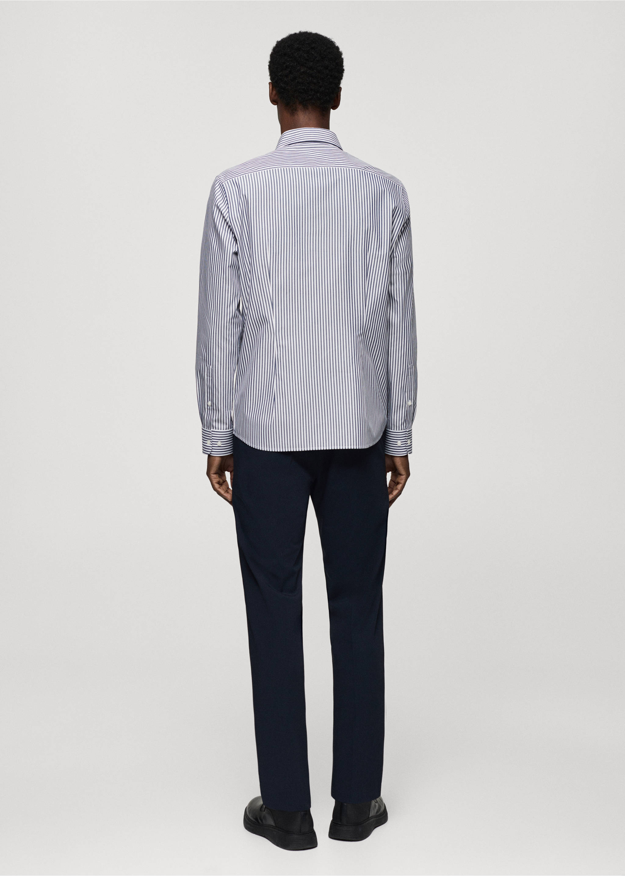 Slim-fit striped Coolmax® shirt - Reverse of the article, Blue. Ref: 67024449-00.