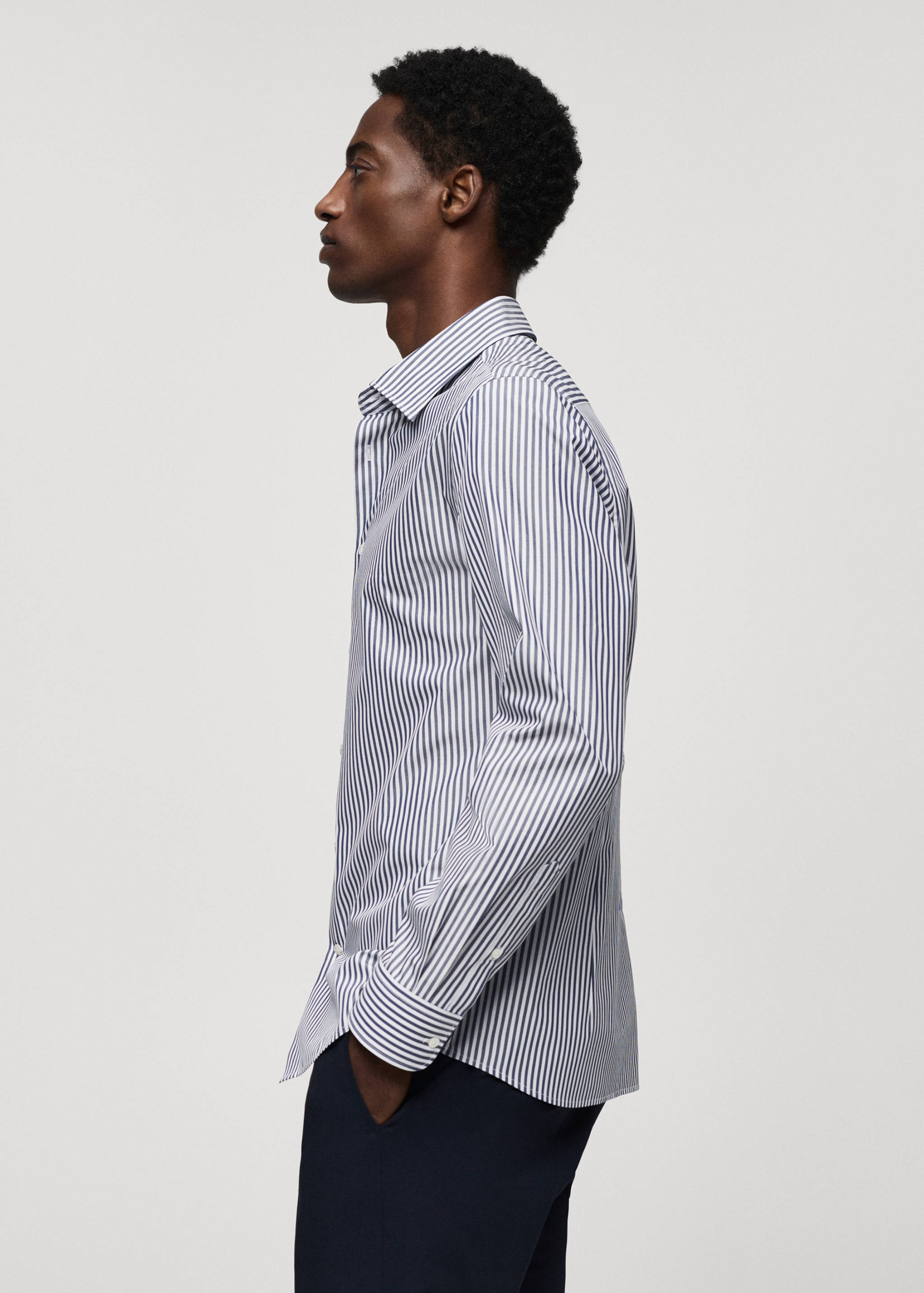 Slim-fit striped Coolmax® shirt - Details of the article 2