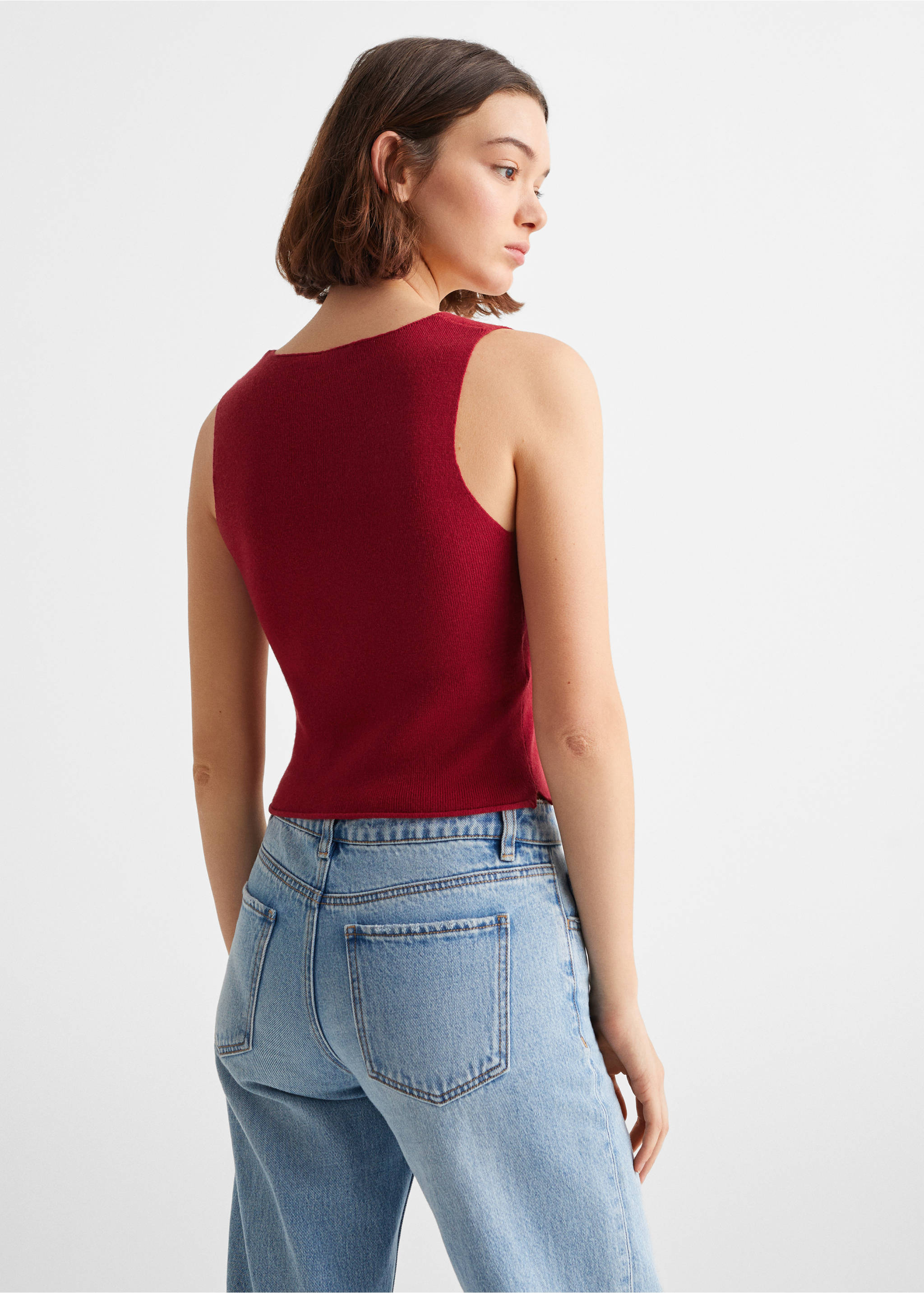 Strick-Trägertop - Rückseite des Artikels, Granatrot. Ref: 67024458-00.